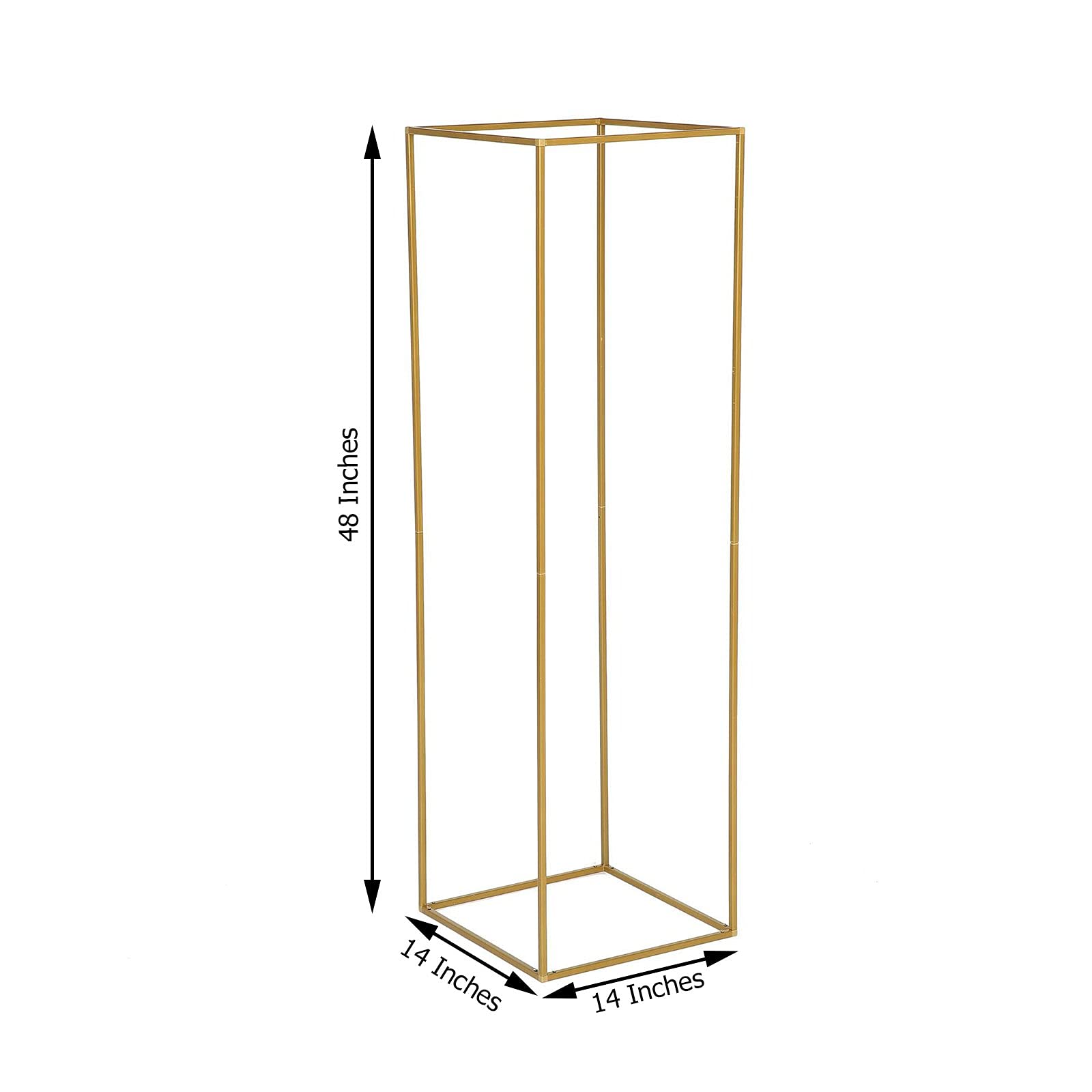 2-Pack Gold Wedding Flower Stand - 48 Inch Metal Vase Column Stand with Geometric Design for Floral Arrangements - Elegant Floor Vase & Rectangle Centerpiece for Weddings, Parties, Home Decor and Events
