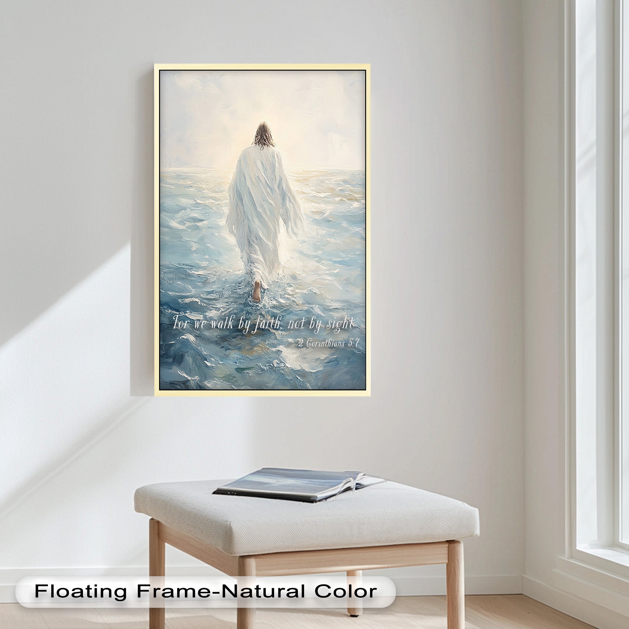 2 Corinthians 5:7 Walk by Faith Bible Verse Oil Painting - Christian Home Decor, Church Wall Art, Inspirational Gift for Believers