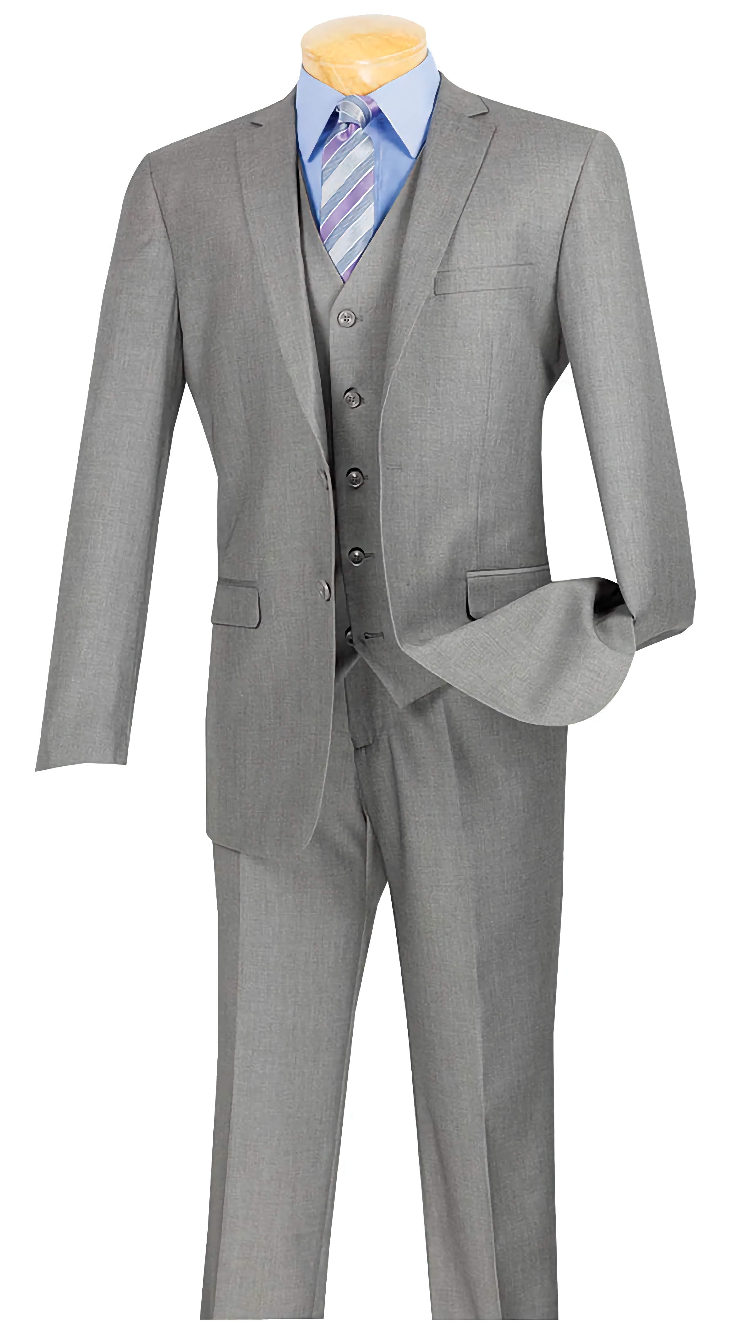 Men's Slim Fit 3-Piece Suit Set | 2-Button Formal Business Blazer with Pants & Vest | Medium Gray | Perfect for Weddings, Office & Special Occasions