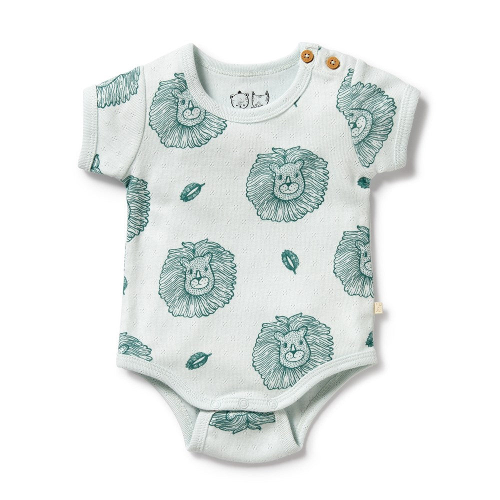 Little Lion Organic Cotton Pointelle Bodysuit for Babies - Soft & Breathable One-Piece Outfit for Newborns & Infants - Perfect for Everyday Wear, Sleepwear & Photo Shoots