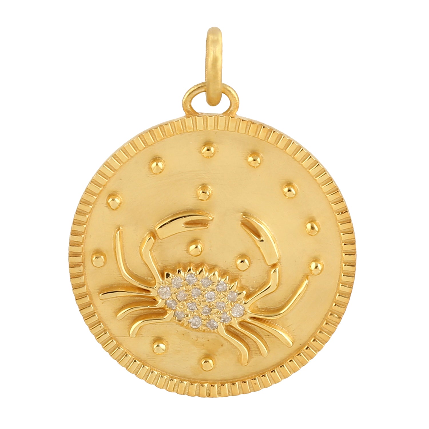 14K Yellow Gold Cancer Zodiac Sign Pendant with Pave Diamonds - Elegant Zodiac Jewelry for Women, Perfect Gift for Birthdays, Anniversaries & Special Occasions