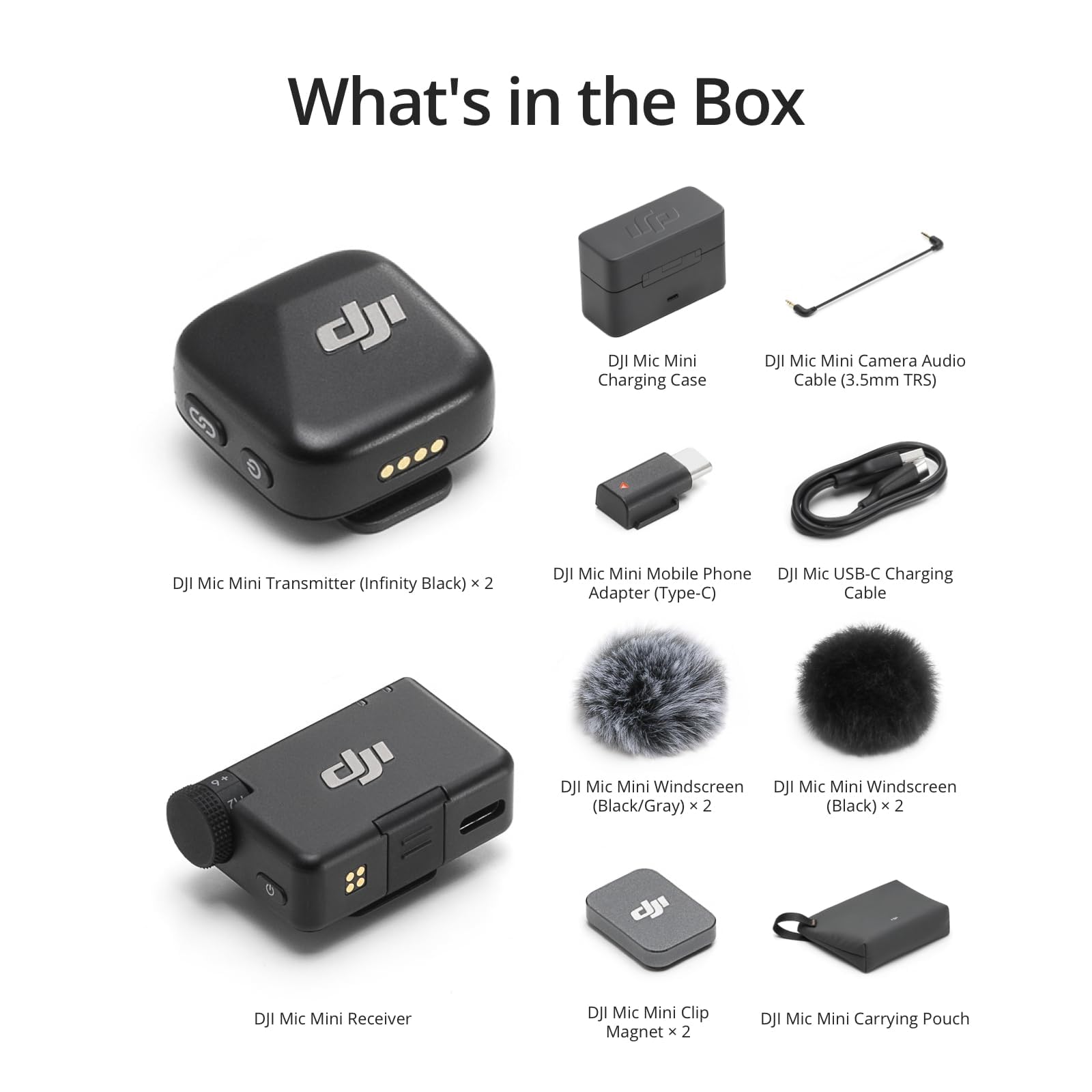 DJI Mic Mini Wireless Microphone System (2 TX + 1 RX + Charging Case) - Ultra Lightweight, 48-Hour Battery, Noise Cancelling, Auto Limiting for Crystal Clear Audio - Perfect for Vlogging, Live Streaming & Content Creation with DSLR, iPhone & Android Devices