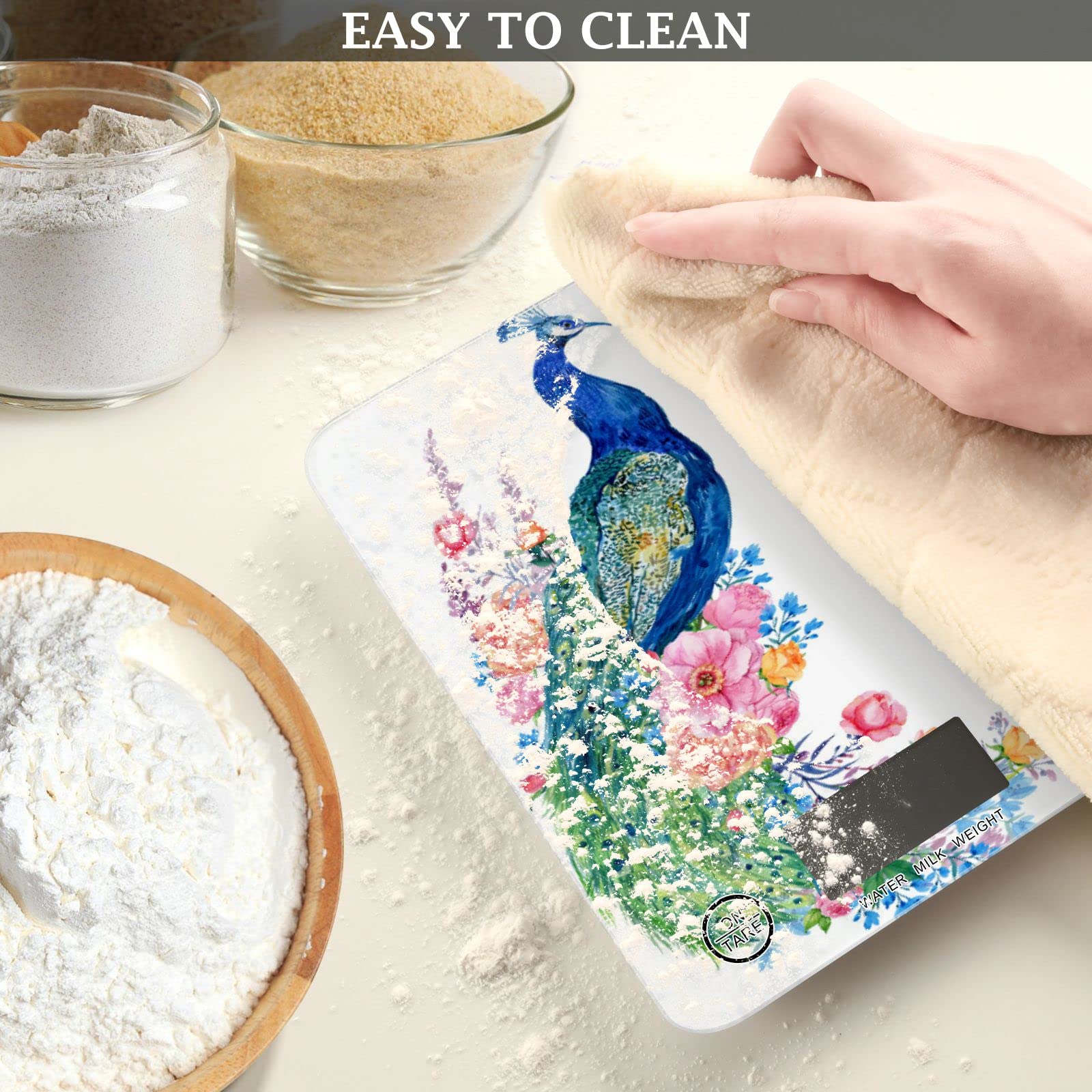 **Peacock Flowers Digital Kitchen Scale - Waterproof Food Scale with Ounces & Grams Measurement for Cooking, Baking, and Weight Loss | Perfect for Home, Restaurant & Meal Prep**