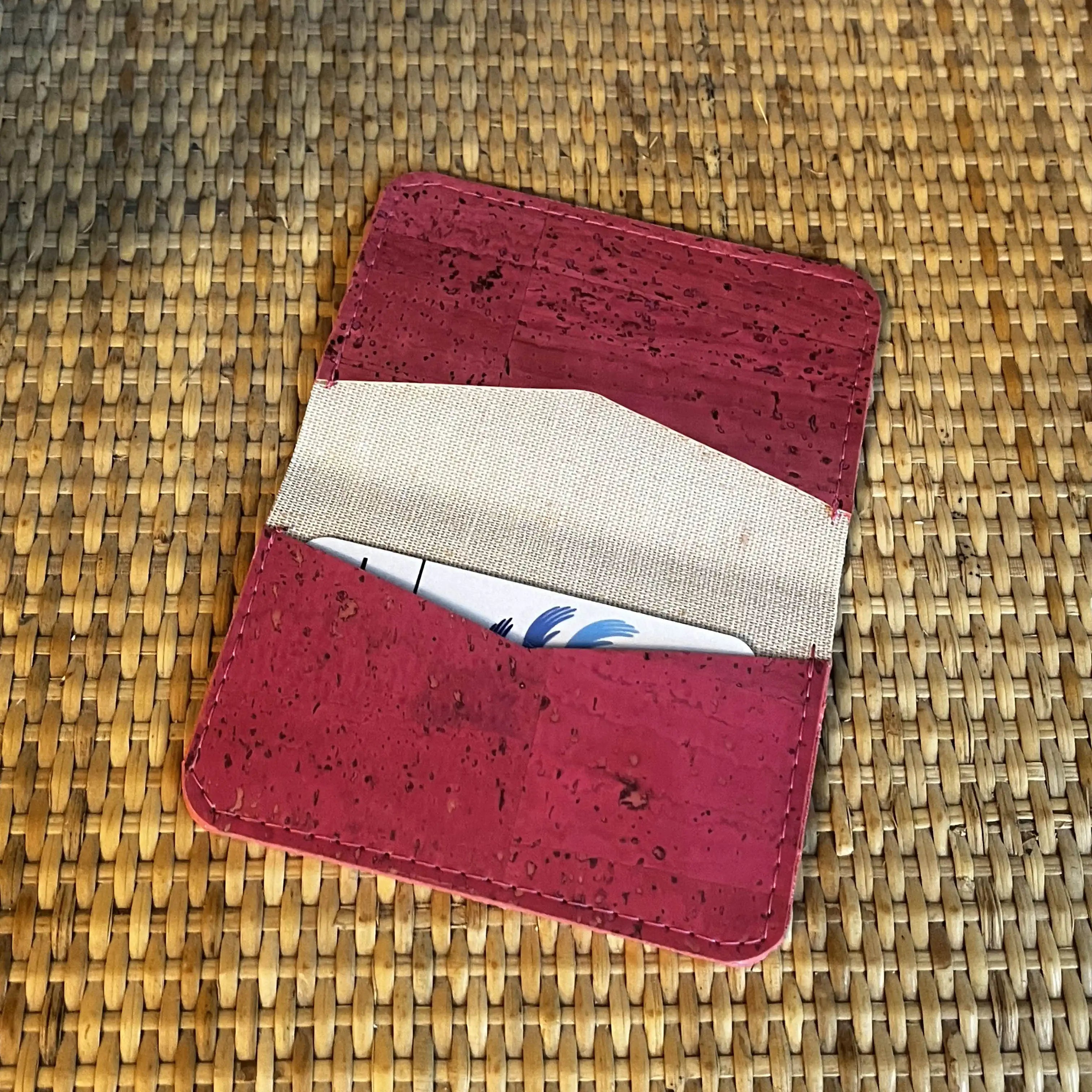 Eco-Friendly Pink Cork Slim Cardholder - RFID Blocking Minimalist Wallet for Women & Men | Perfect for Travel, Everyday Use & Gift Giving
