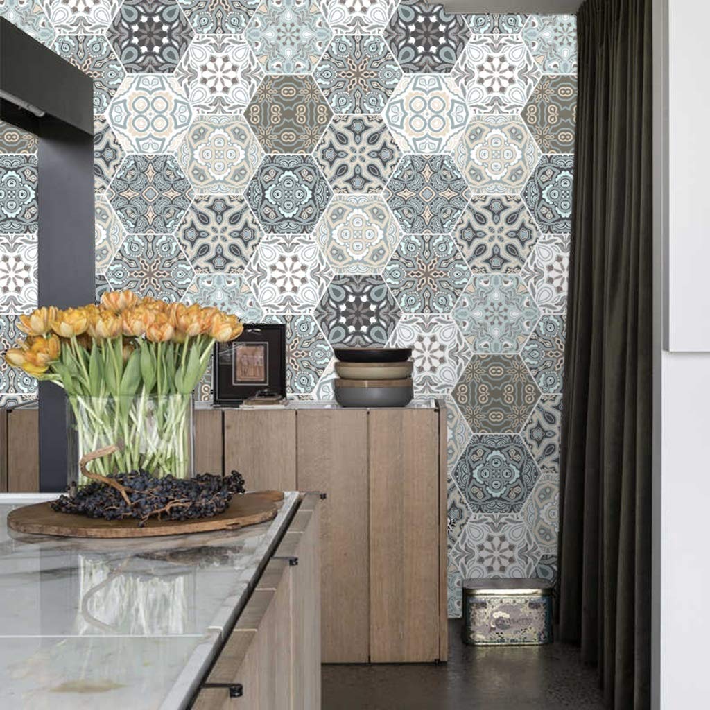 Hexagon PVC Peel and Stick Wall Decals - Waterproof Self-Adhesive Tile Stickers for Kitchen Backsplash & Bathroom Decor (200PCS, 7.87x9.05 Inch) - Perfect for Home Renovation, DIY Projects, and Rental Apartment Upgrades