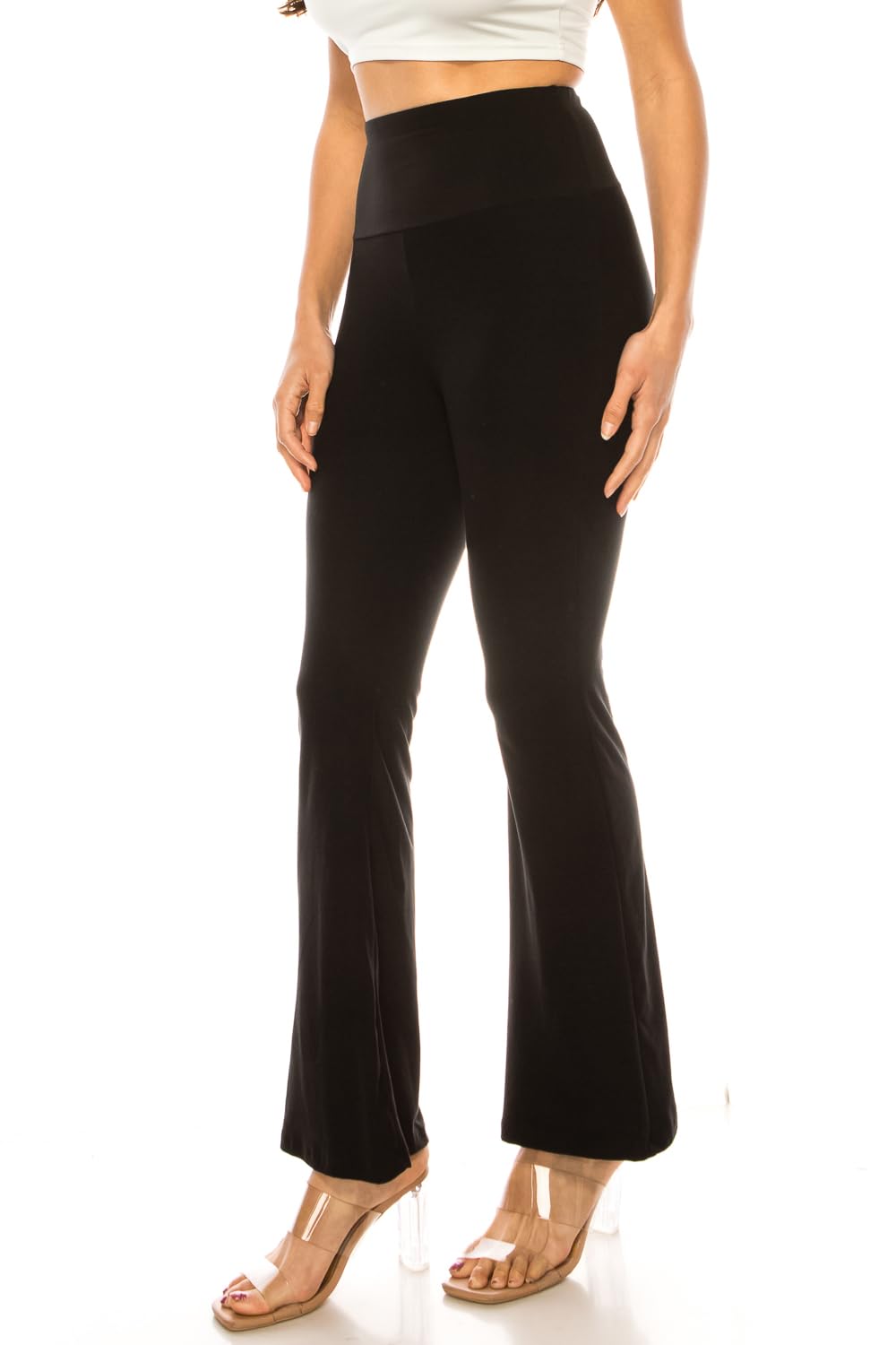 LA12ST High Waisted Yoga Pants for Women - Tummy Control Flared Leggings, Buttery Soft Palazzo Pants with Printed Design | Perfect for Yoga, Pilates & Casual Wear