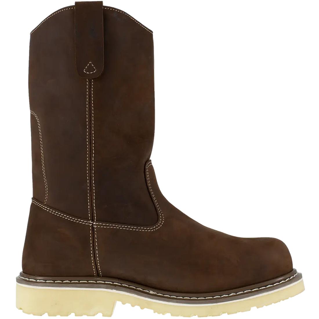 Men's 11-Inch Composite Toe Pull-On Work Boots - Slip Resistant, Waterproof & Comfortable for Construction, Warehouse & Outdoor Work - Brown