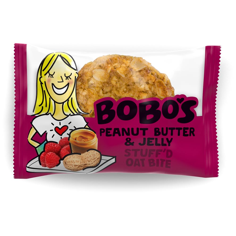 Bobo's Oat Stuff'd Bites - Peanut Butter & Jelly, 1.3 oz (30 Pack Box) | Gluten Free Whole Grain Vegan Snacks | Healthy On-The-Go Breakfast, School Lunch & Travel Snacks