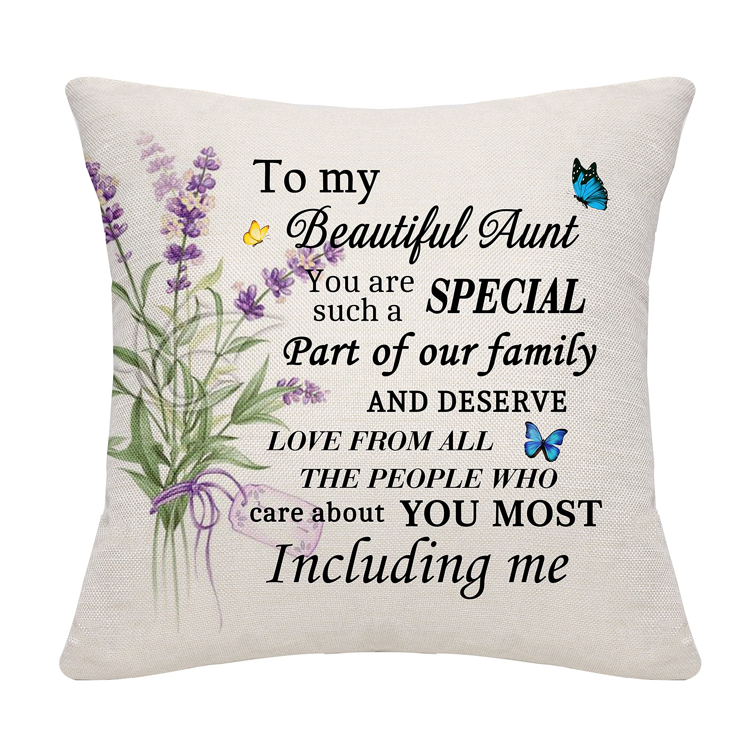 Funny Aunt Throw Pillow Cover - 18x18 Inch Soft Decorative Cushion Case for Birthday, Thanksgiving & Christmas Gifts - Perfect for Living Room, Bedroom & Sofa Decor