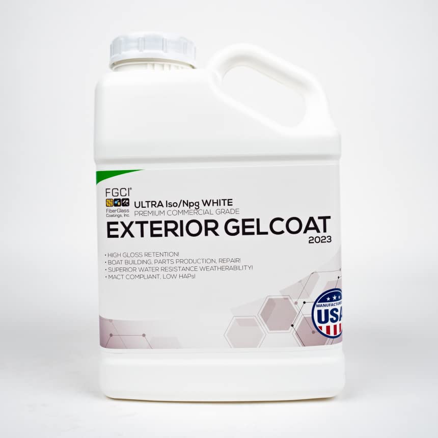 **1 Gallon Marine Grade Gel Coat for Boat Building, RV Repair, Carbon Fiber & Fiberglass Restoration - Ultra Plus White - Ideal for DIY Boat, RV, and Automotive Repairs**