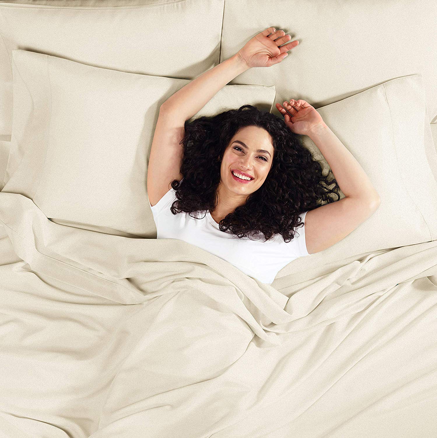 Luxury 1800TC Egyptian Queen Sheet Set - Cream for Bedroom Comfort