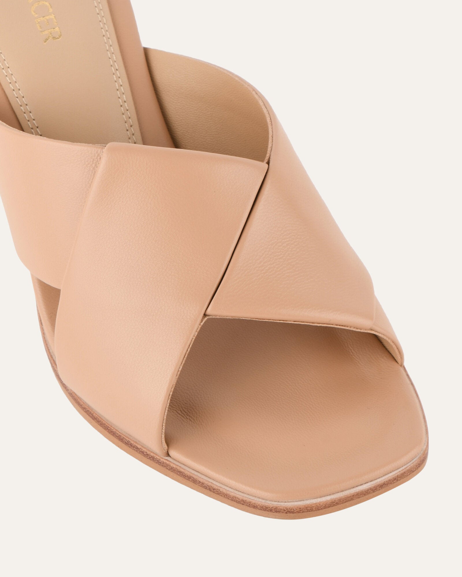 Carrie Mid Heel Sandals - Women's Beige Leather Summer Dress Sandals for Weddings, Parties & Office Wear
