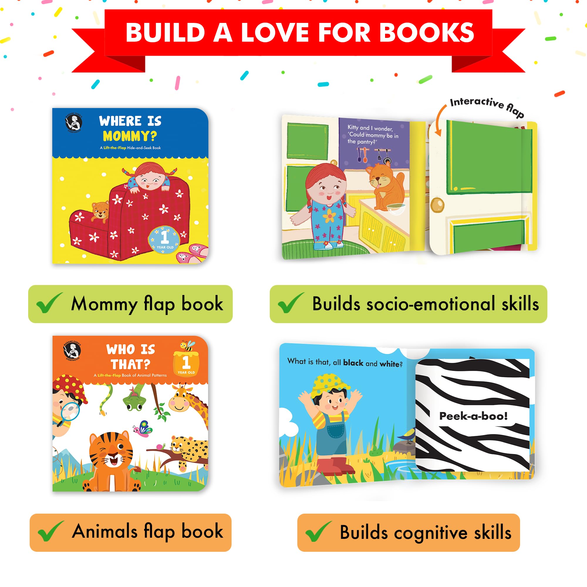 Madame Curie's Baby Board Books - Best Toys for 1 Year Old Boys & Girls | Perfect for Early Learning & Playtime