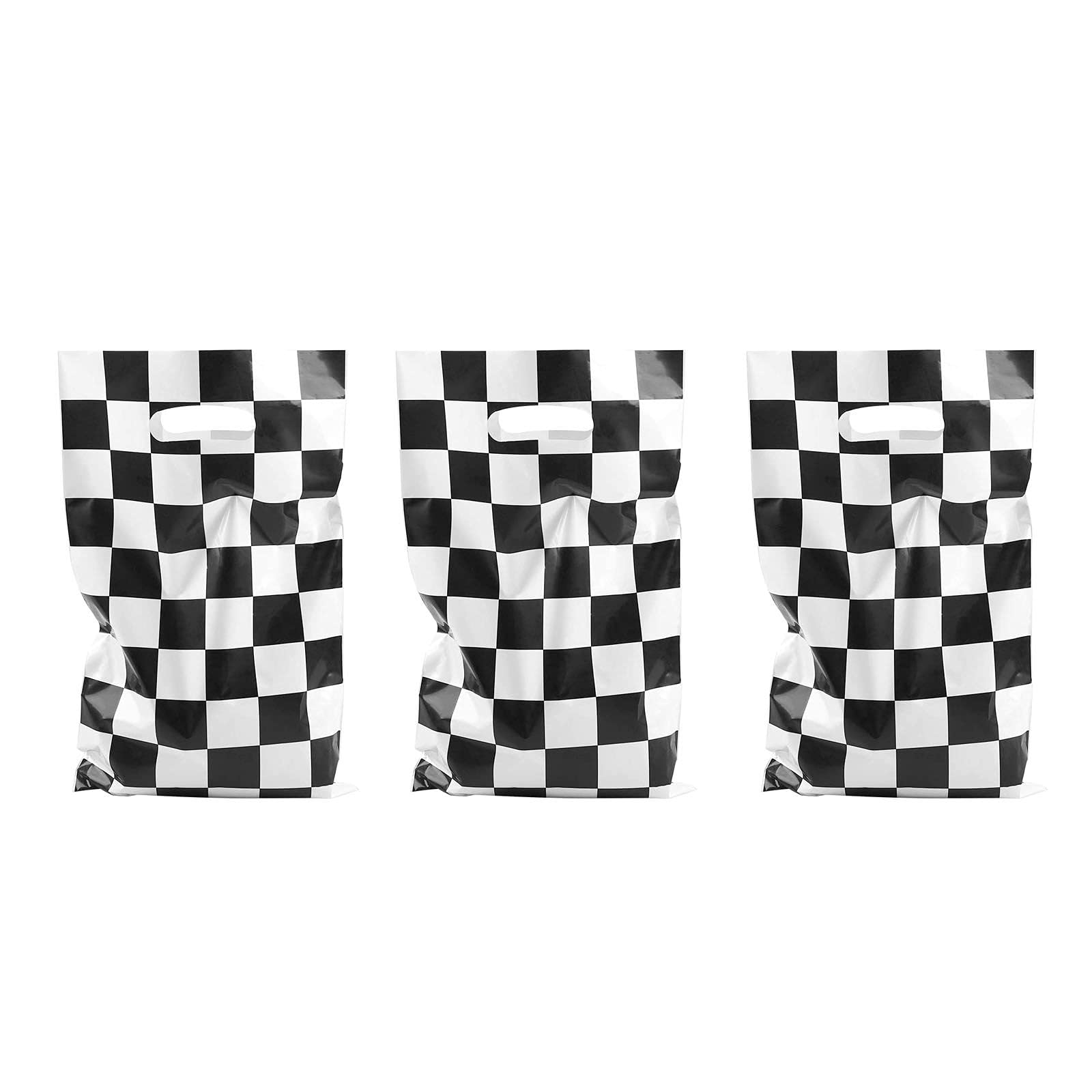 LYT 30 PCS Black and White Checkered Race Car Themed Gift Bags - Birthday Party Supplies for Kids, Race Car Theme Party Favors - Perfect for Kids' Birthday Parties, Baby Showers, and Race Car Themed Events