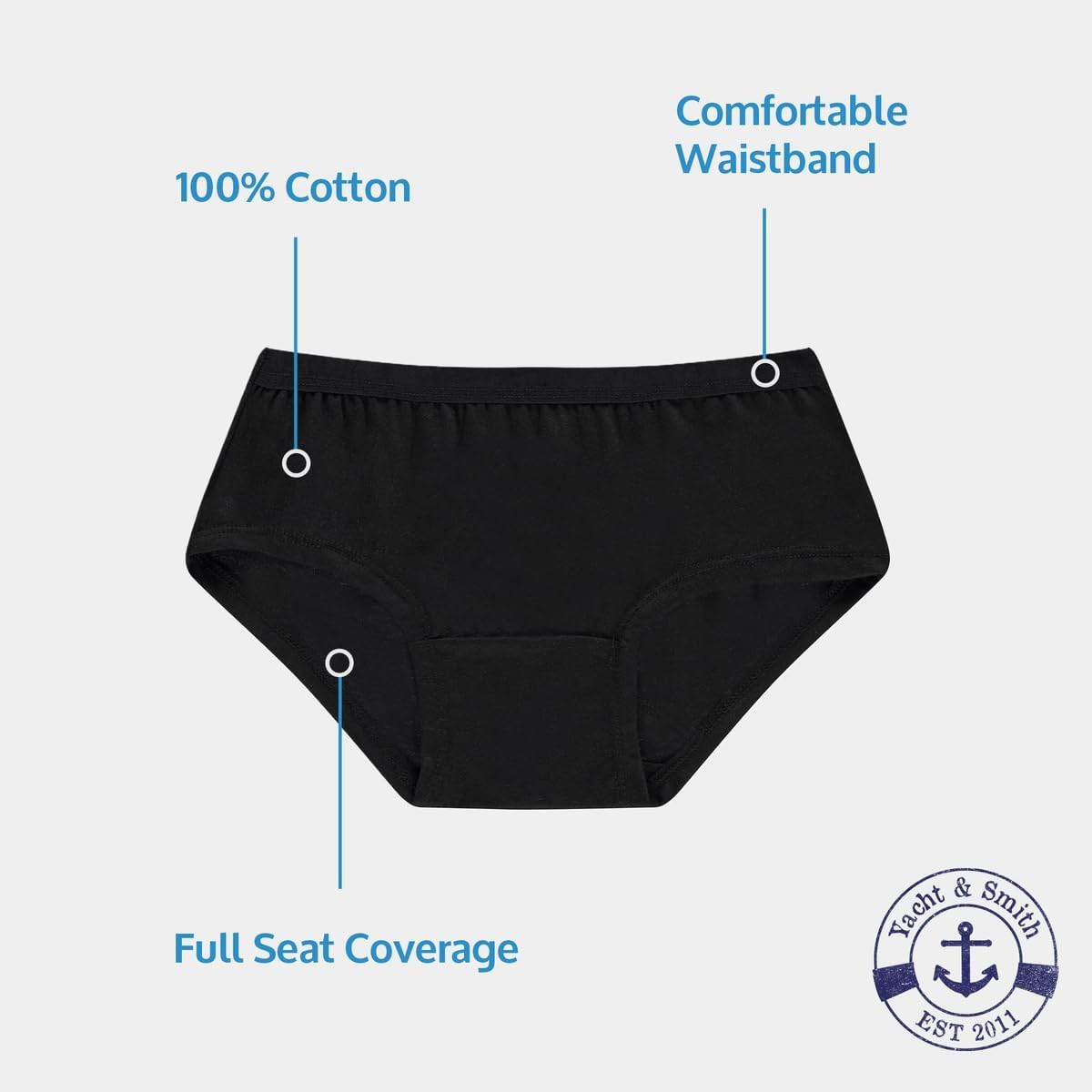 Yacht & Smith Women's Cotton Soft Underwear Panty Briefs - 6-Pack Comfortable Breathable Ladies Underwear for Everyday Wear, Workout & Sleep