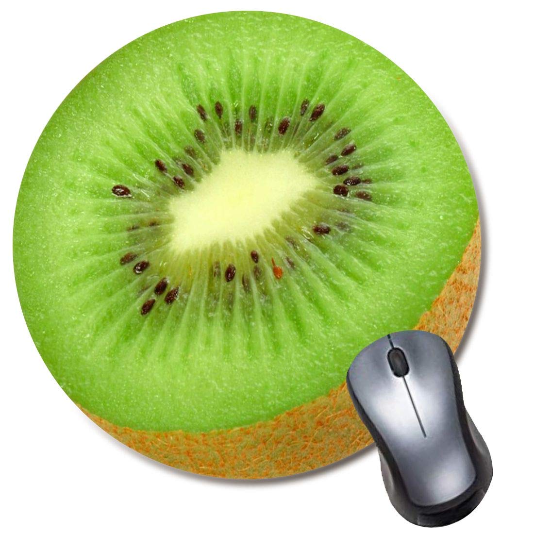 Kiwi Slice Mouse Pad - Tropical Kiwi Fruit Gaming Mousepad with Non-Slip Base | Round Cute Funny Computer Desk Mat for Office & Home Use | Perfect Gift for Food Lovers & Kawaii Aesthetic Fans