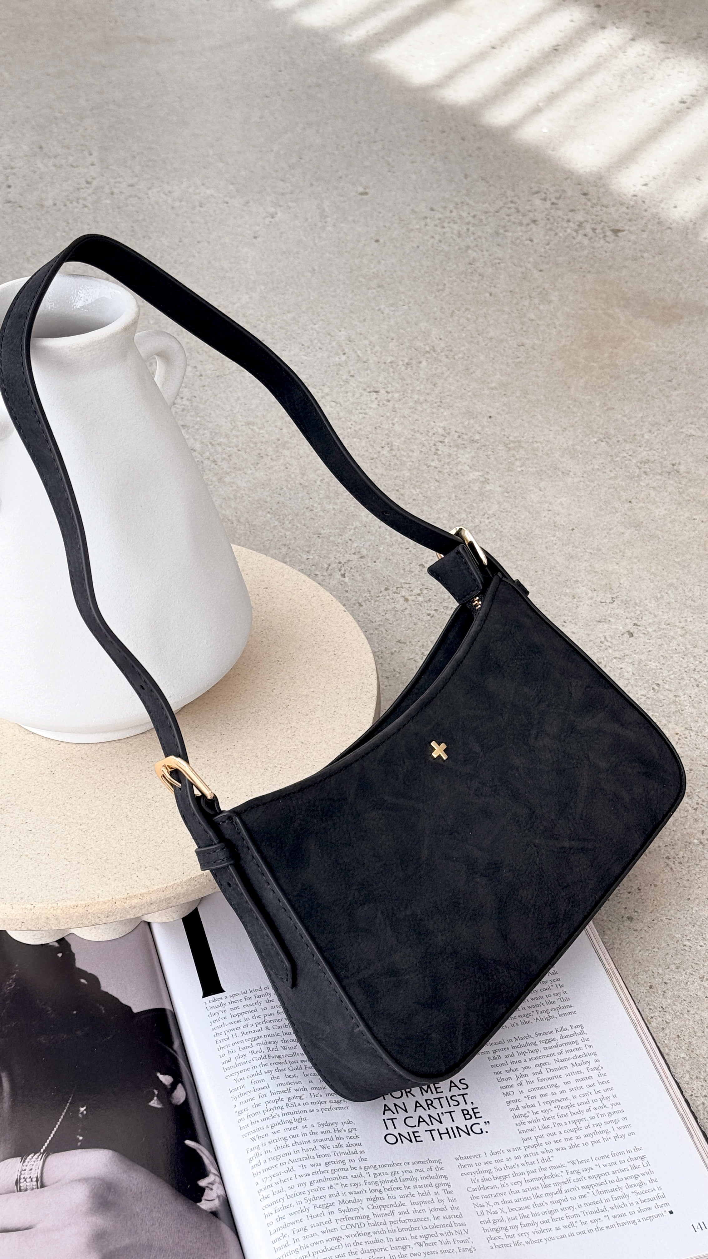 Lilu Black Suede Shoulder Bag for Women - Stylish Crossbody Purse for Work, Travel & Everyday Use