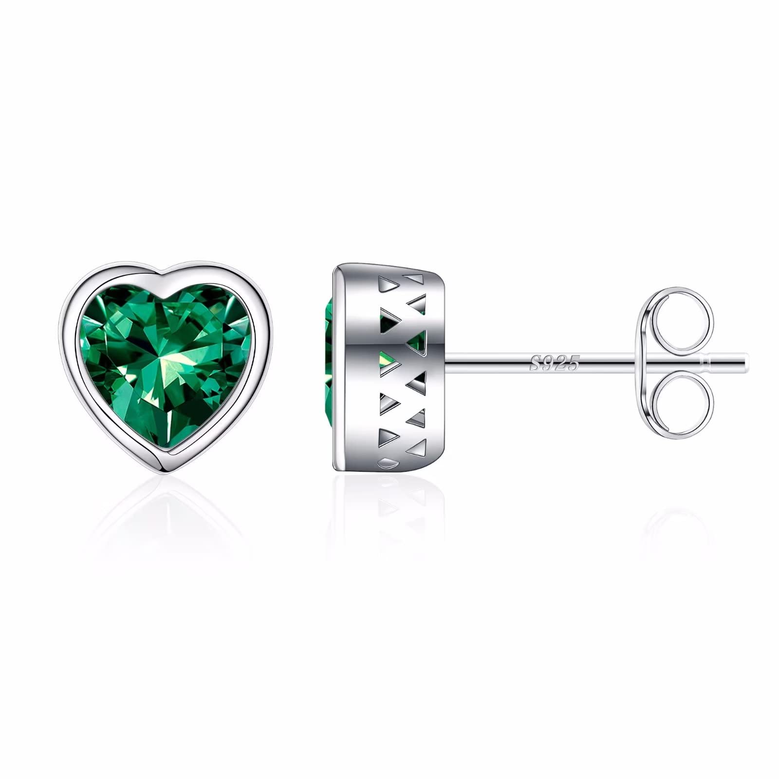 Valentine's Day Gifts for Women - S925 Sterling Silver Heart Birthstone Stud Earrings, Anniversary & Romantic Gifts for Her | Perfect for Valentine's Day, Anniversaries, Birthdays and Special Occasions