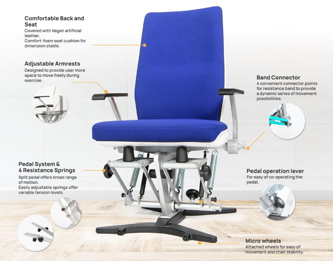 Pilates Chair & Home Gym Workout Machine - Portable Exercise Reformer for Core Strength Training | Perfect for Home Office, Small Spaces & Full-Body Fitness