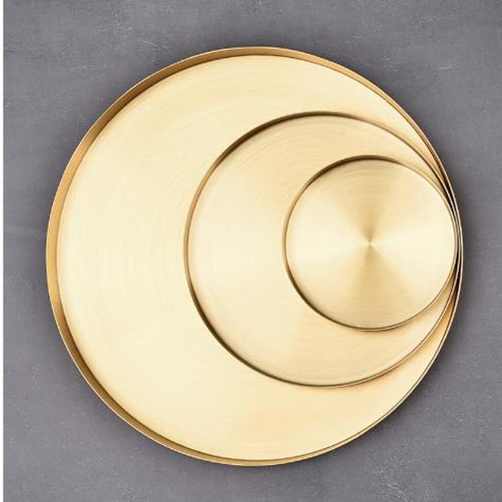 Gold Stainless Steel Bathroom & Kitchen Storage Tray - 30cm Round Space Saving Organizer for Cosmetics, Jewelry Display, Home Decor | Perfect for Vanity, Countertop & Bathroom Organization