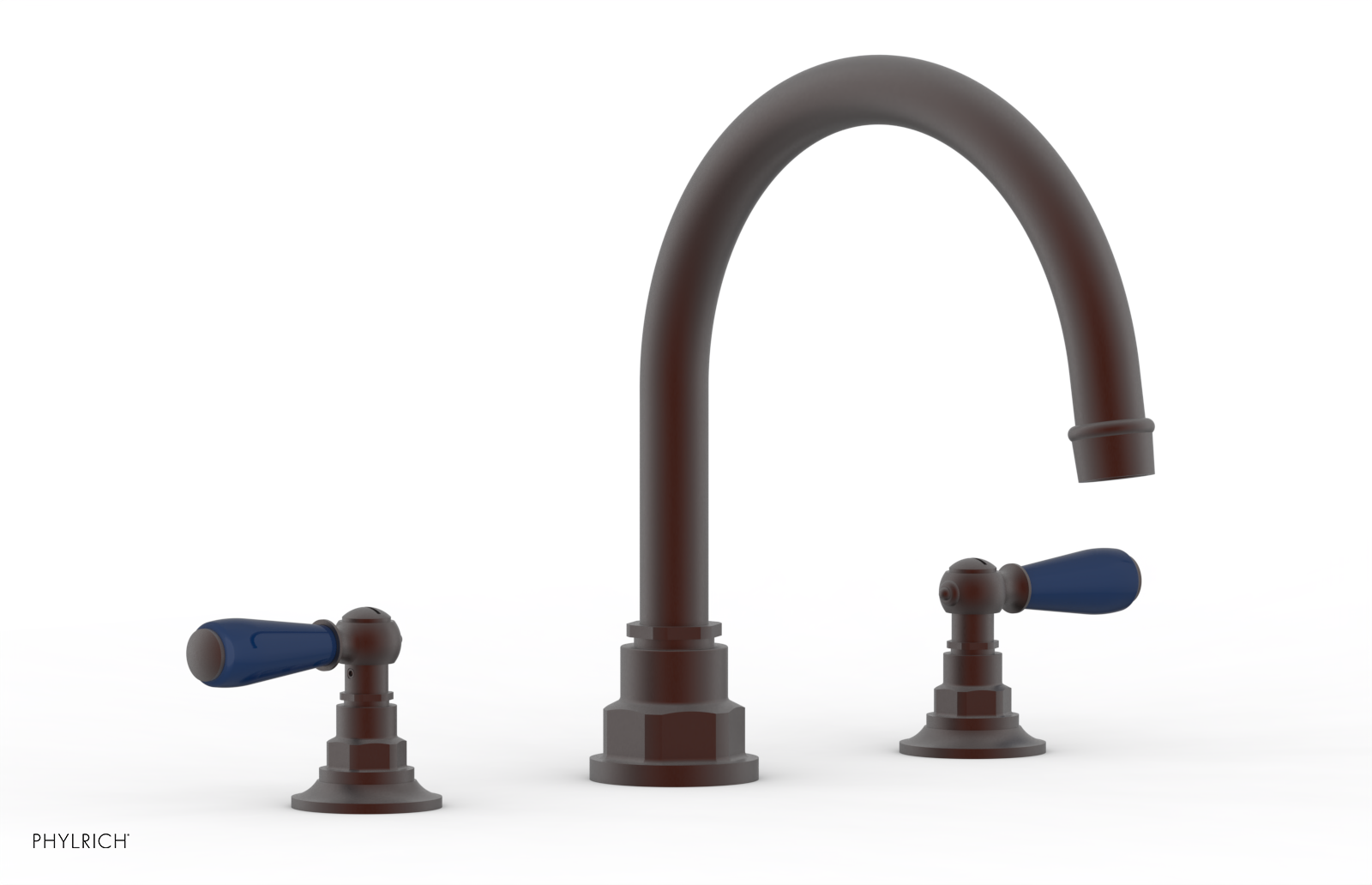 Jamestown Deck Tub Set with Lever Handles - Navy Blue Accented Bathroom Fixtures for Outdoor & Indoor Use | Perfect for Patios, Decks & Luxury Bathrooms