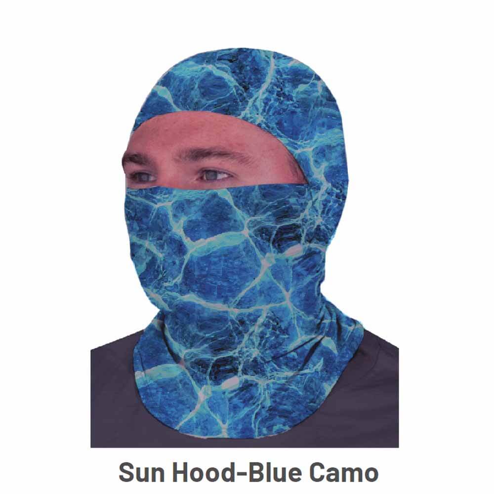 Glacier Glove Sun Hood Blue Camo - UPF 50+ UV Protection for Outdoor Activities, Hiking, Fishing & Running
