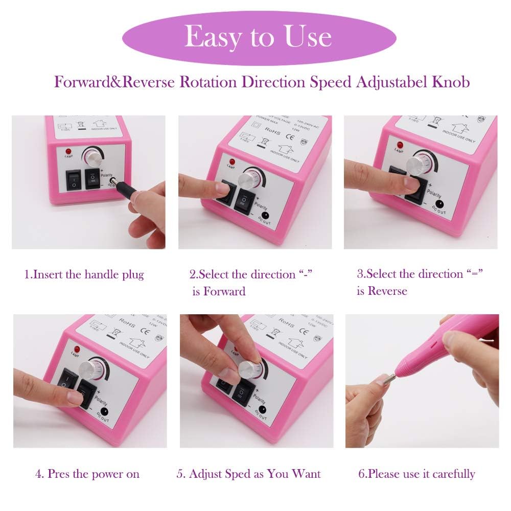 NAILWIND Professional Nail Drill Machine 20000 RPM - Electric Nail File Kit for Acrylic & Gel Nails, Manicure Pedicure Set with Nail Art Polisher | Perfect for Home Salon, DIY Nail Care & Professional Nail Technicians