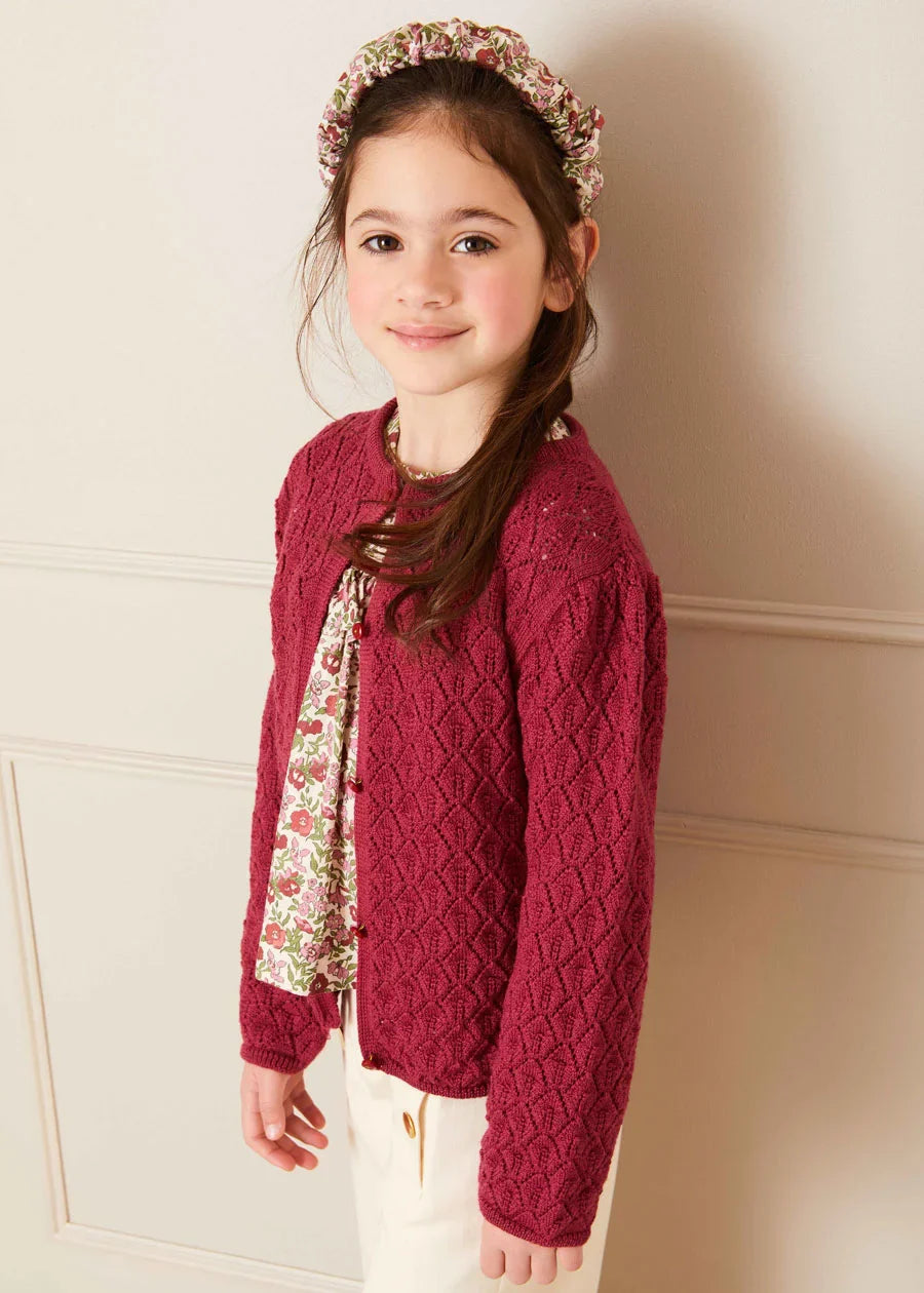 Stylish Beige Wide Leg Pants & Floral Daphne Blouse Set for Girls - Perfect for School, Parties & Family Photos