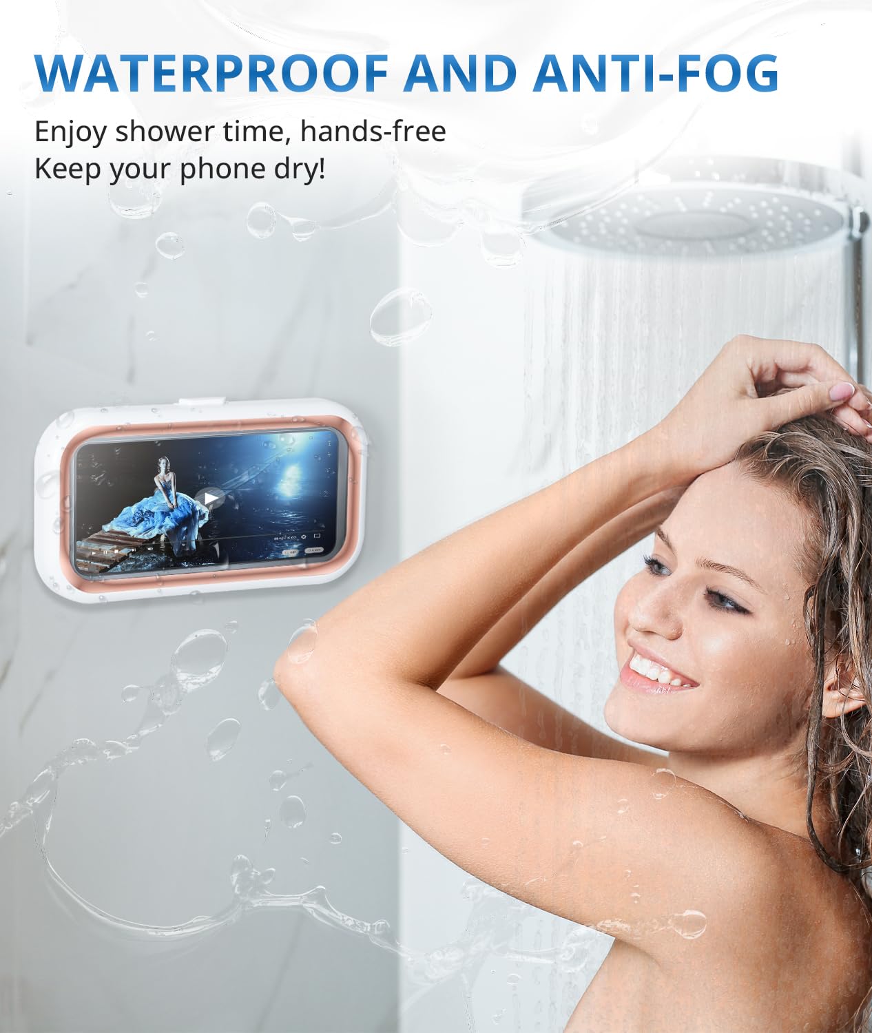 Waterproof Shower Phone Holder with 480° Rotation - Universal Bathroom Phone Mount for Wall, Mirror, and Bathtub - Durable Shower Phone Case for 4-7