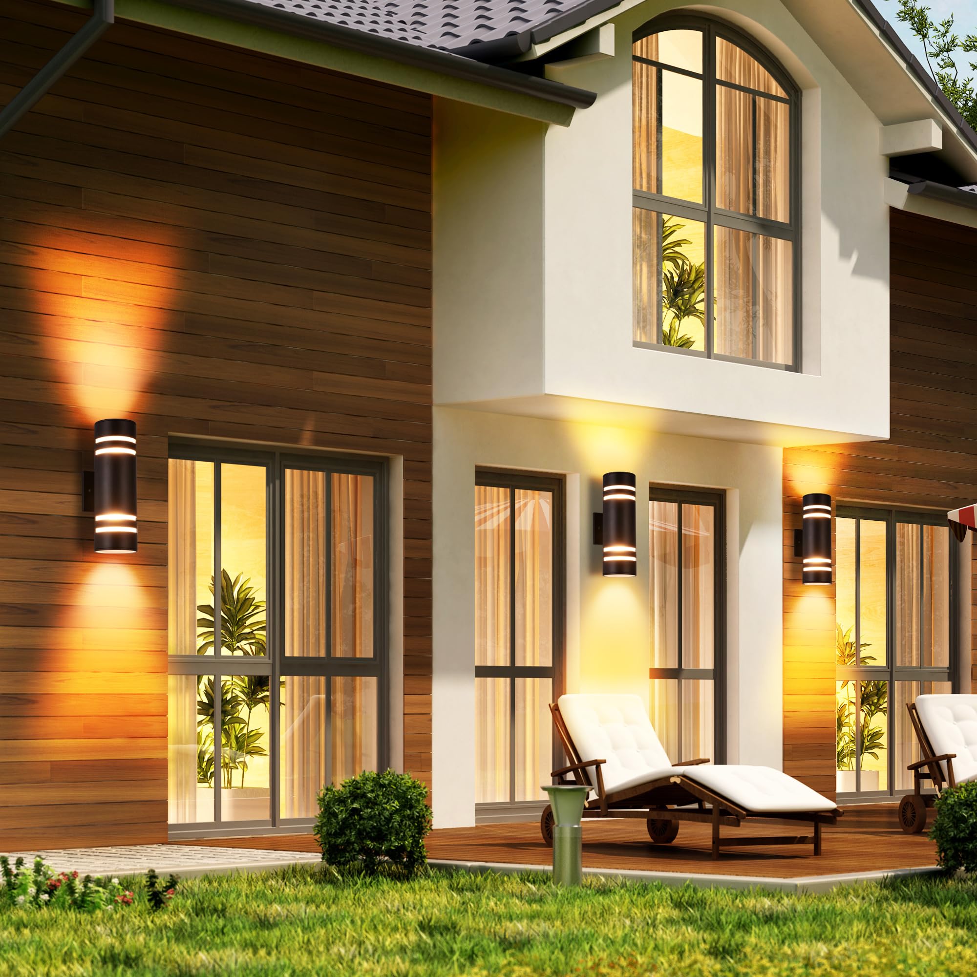 Outdoor Wall Lights Waterproof IP65 - Up Down Porch Lighting Fixture in Oil Rubbed Bronze - Aluminum Exterior Light for Garage, Patio, Deck & House Entrance - Perfect for Outdoor Security and Landscape Illumination