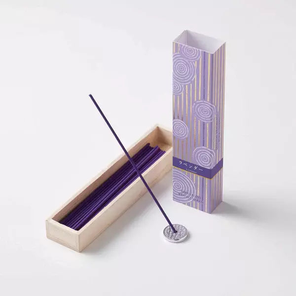 Kousaido Soothing Lavender Long Incense Sticks - 40 Count in Wooden Box for Meditation, Yoga & Relaxation - Aromatherapy for Home & Spa