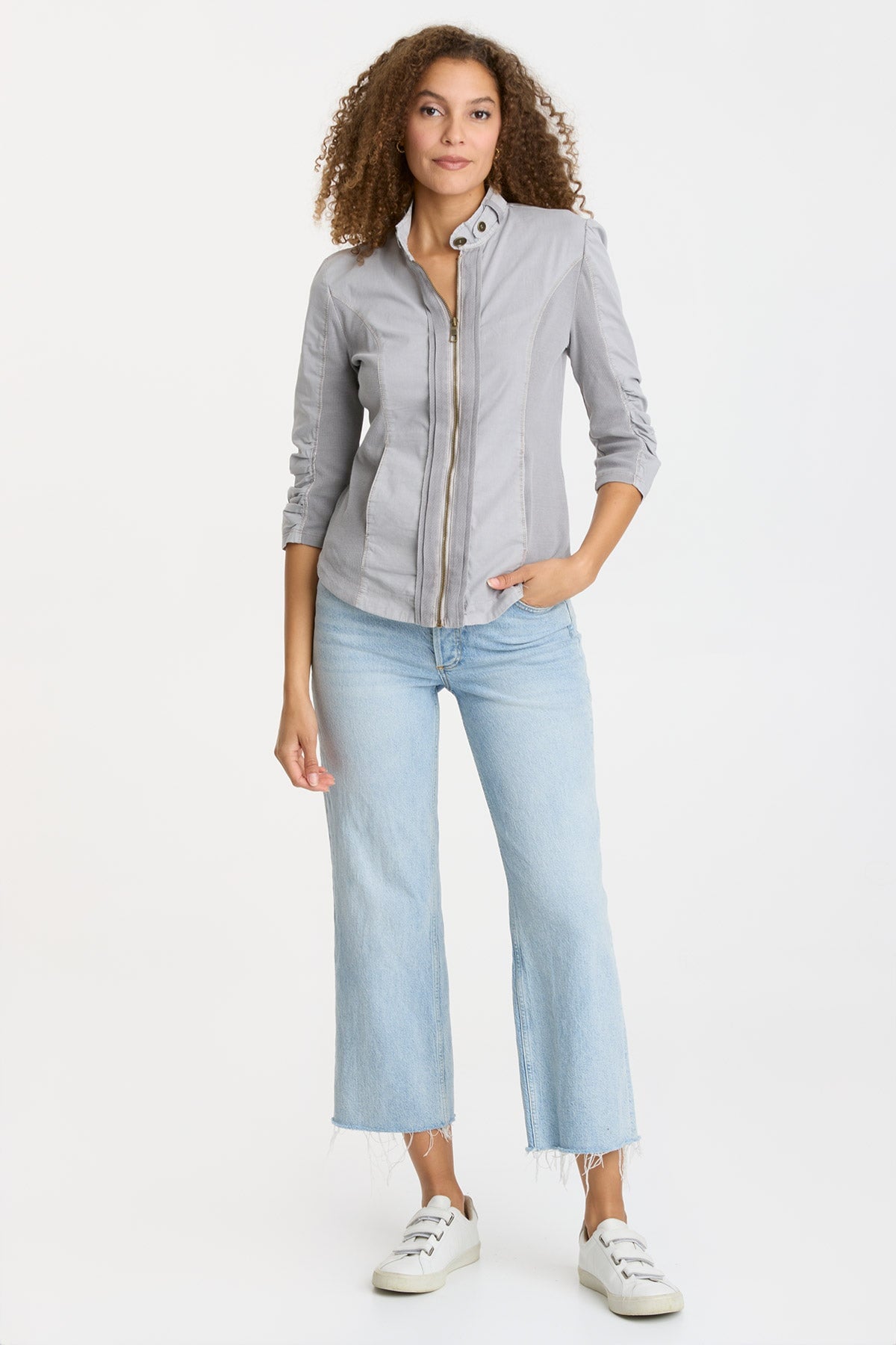 Janet Jacket Women's Cotton Grey Pigment Dyed Casual Outerwear for Fall & Winter | Lightweight Comfortable Coat for Everyday Wear, Travel & Outdoor Activities