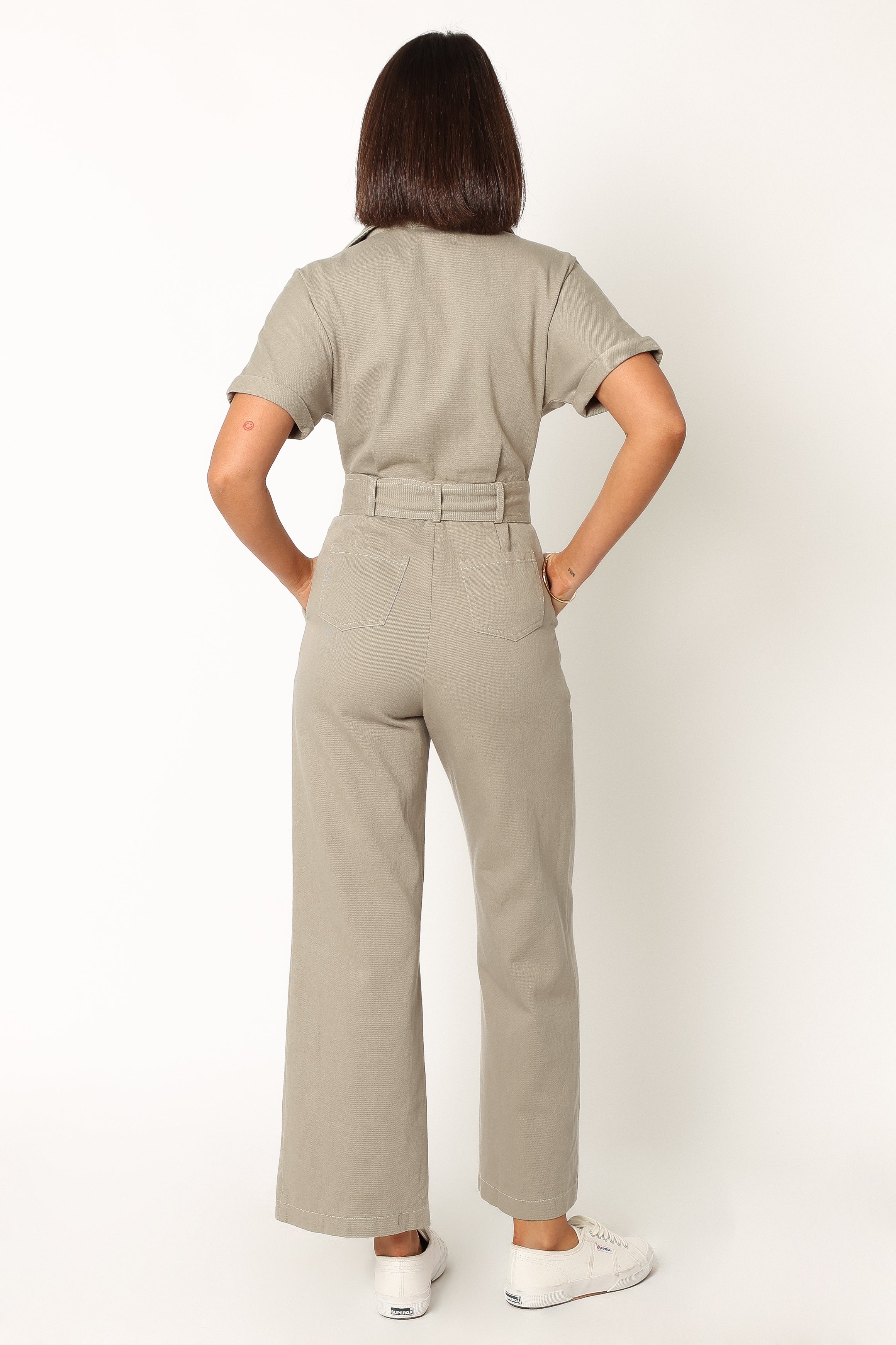 Demi Contrast Stitch Jumpsuit for Women - Olive Green Romper with Stylish Stitching Details | Perfect for Casual Outings, Date Nights & Summer Fashion
