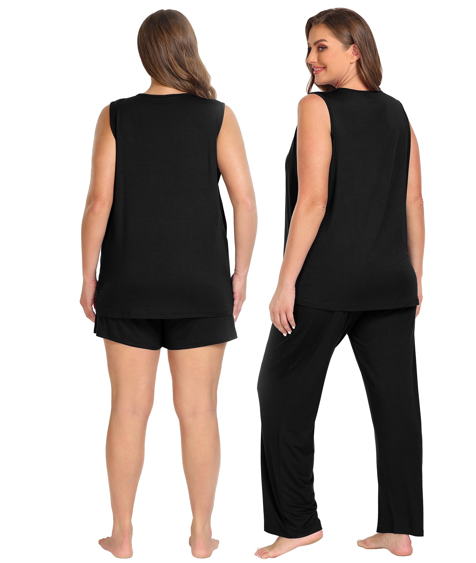 SWOMOG 3-Piece Maternity Pajama Set for Women - Sleeveless Nursing Pjs with Double Layer & Pockets - Comfortable Breastfeeding Sleepwear for Pregnancy & Postpartum - Perfect for Nighttime Nursing, Hospital Stay & Relaxing at Home