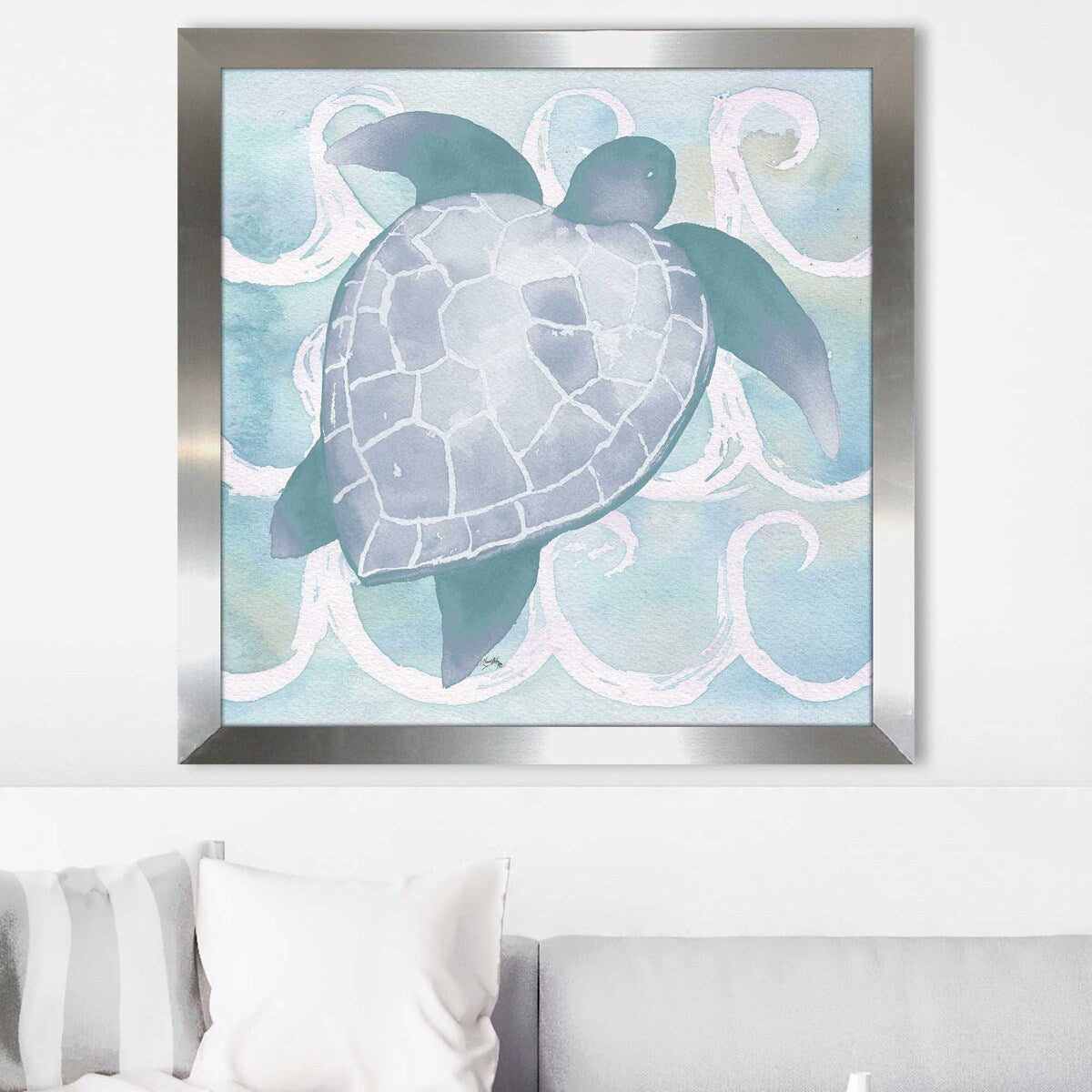 Azure Sea Creatures II Square Acrylic Wall Art Print - Perfect for Beach House Decor, Ocean Theme Bedroom & Coastal Living Room