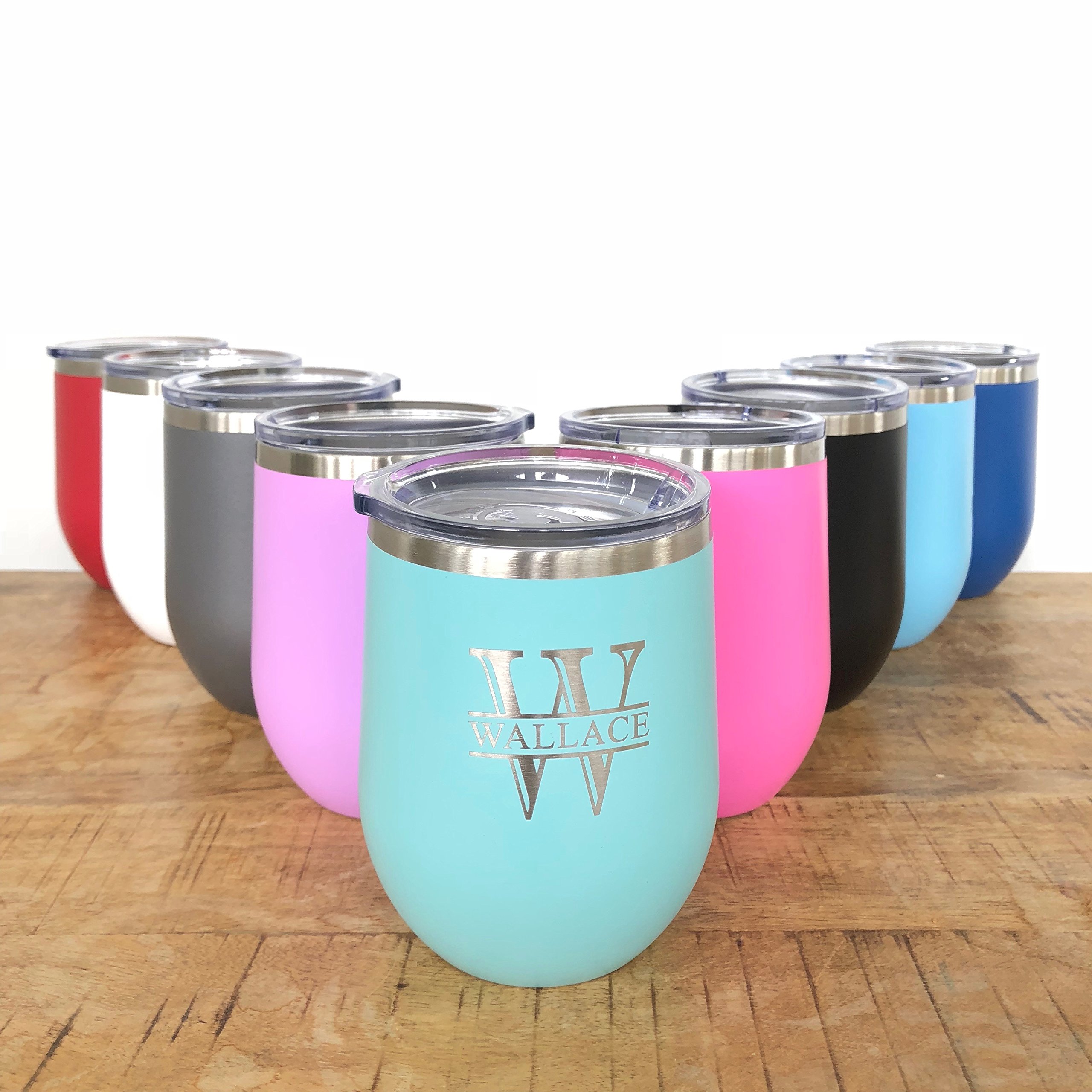 Personalized Monogram Wine Tumbler - 20oz Insulated Stainless Steel Cup with Lid - Custom Engraved Gift for Women & Men - Perfect for Wine Lovers, Parties, Travel & Outdoor Events