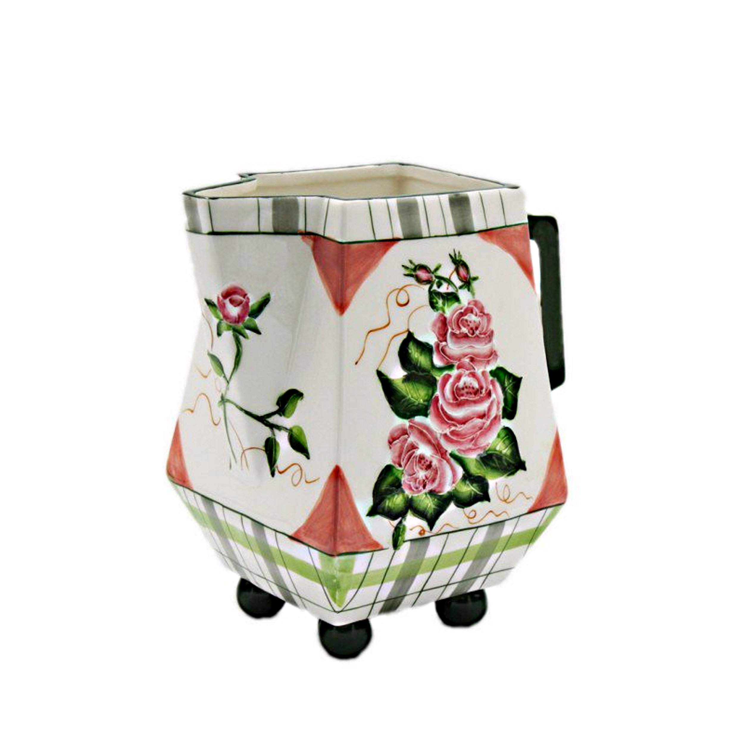 306-01 Romantic Rose Collection Ceramic Pitcher 8 Inch Height - Elegant Floral Pitcher for Home Decor, Kitchen, and Tea Party Serving