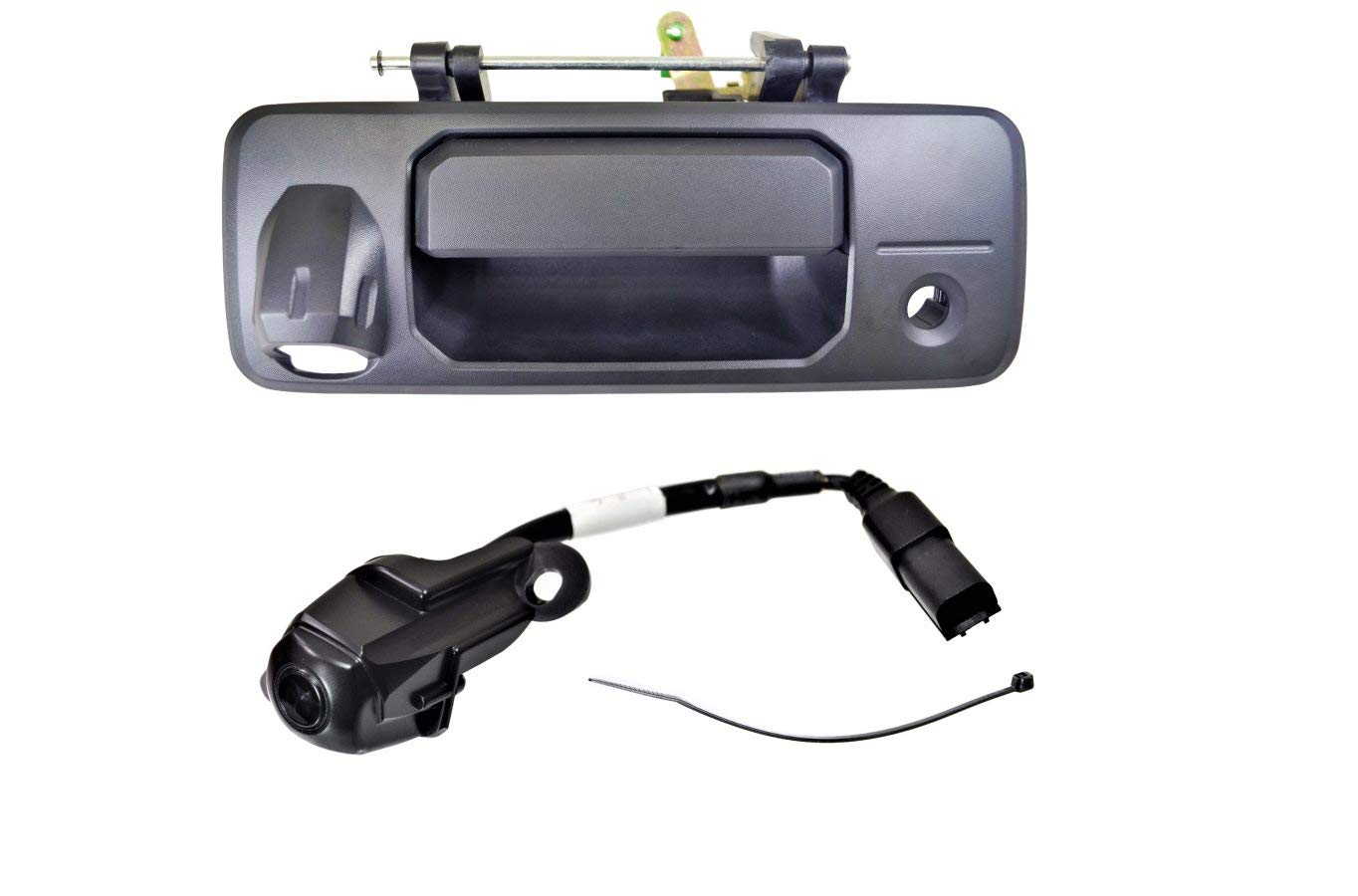 PT Auto Warehouse TO-3954A-BUC - Textured Tailgate Handle with Park Assist & Backup Camera - Compatible with Multiple Truck Models - Perfect for Parking Assistance & Rear View Safety