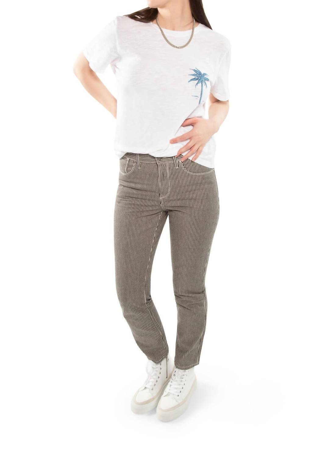 La Vie Est Belle Graphic Short Sleeve Knit Tee in Chalk - Women's Casual Cotton T-Shirt for Everyday Wear & Summer Outfits