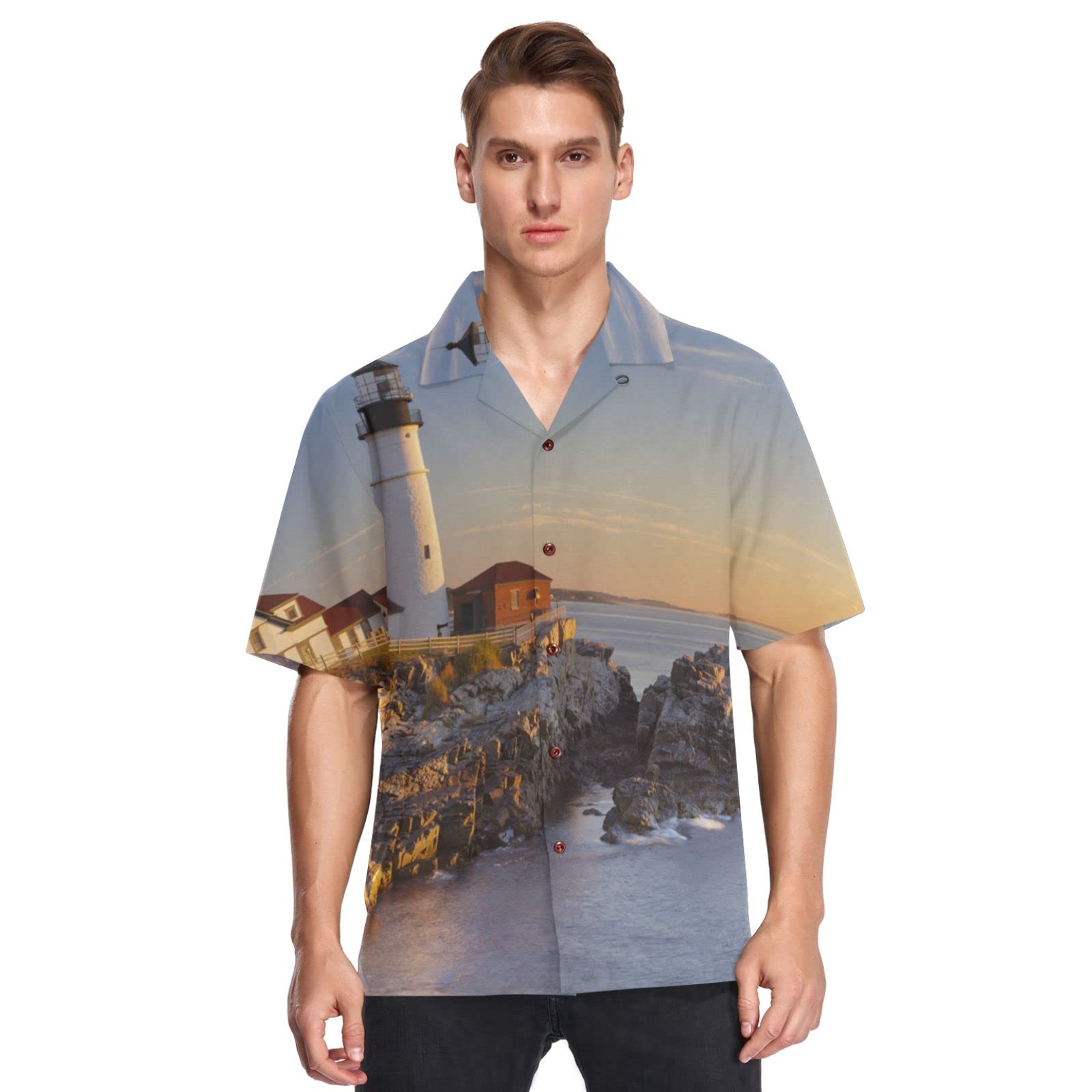 **Men's Hawaiian Shirts Short Sleeve - Tropical Aloha Shirt for Summer, Beach & Casual Wear - Lightweight Breathable Fabric for Vacation, Luau & Outdoor Activities**