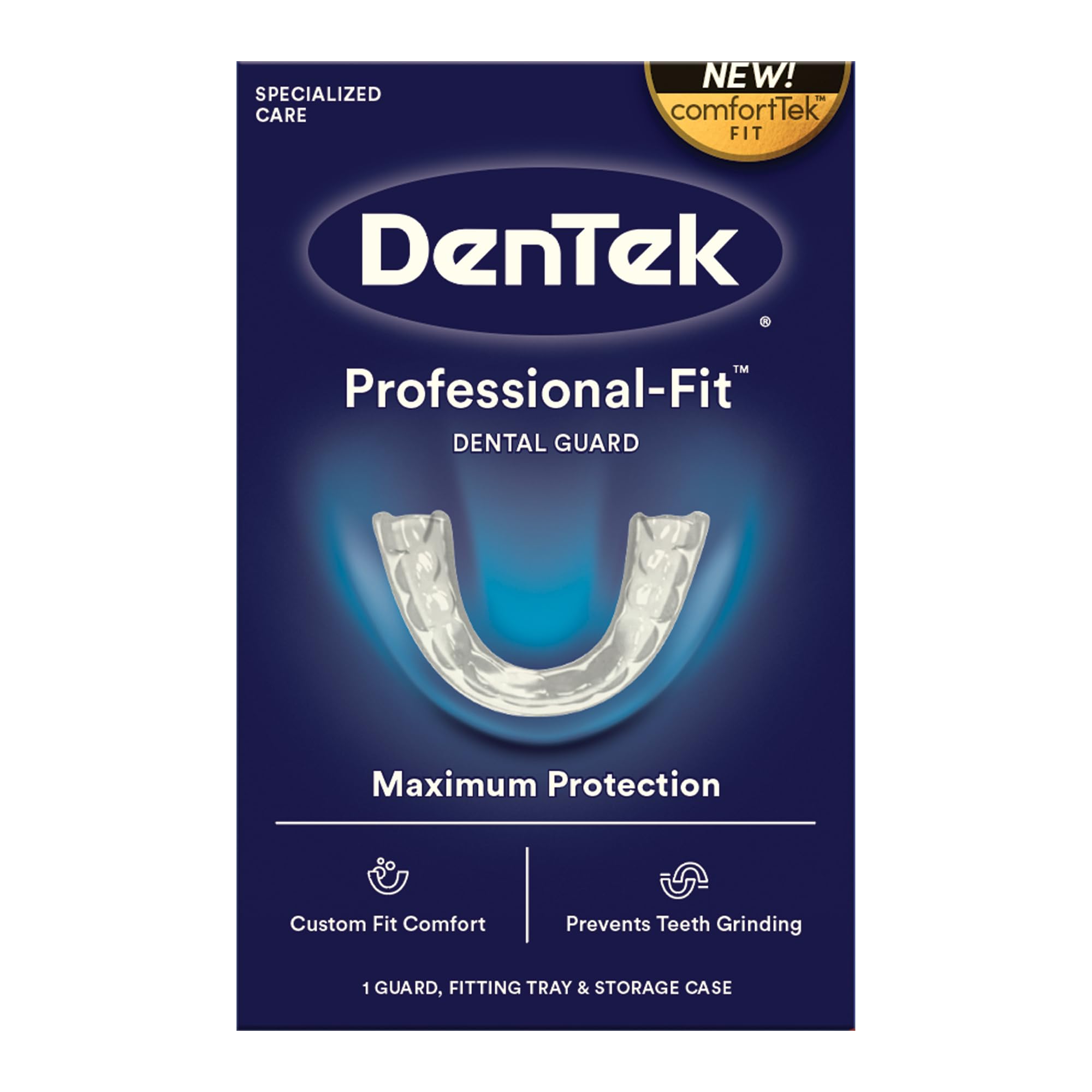 DenTek Professional-Fit Nighttime Teeth Grinding Mouth Guard - Dental Protection for Bruxism & TMJ Relief - Perfect for Sleep, Sports & Stress Relief (1 Count)