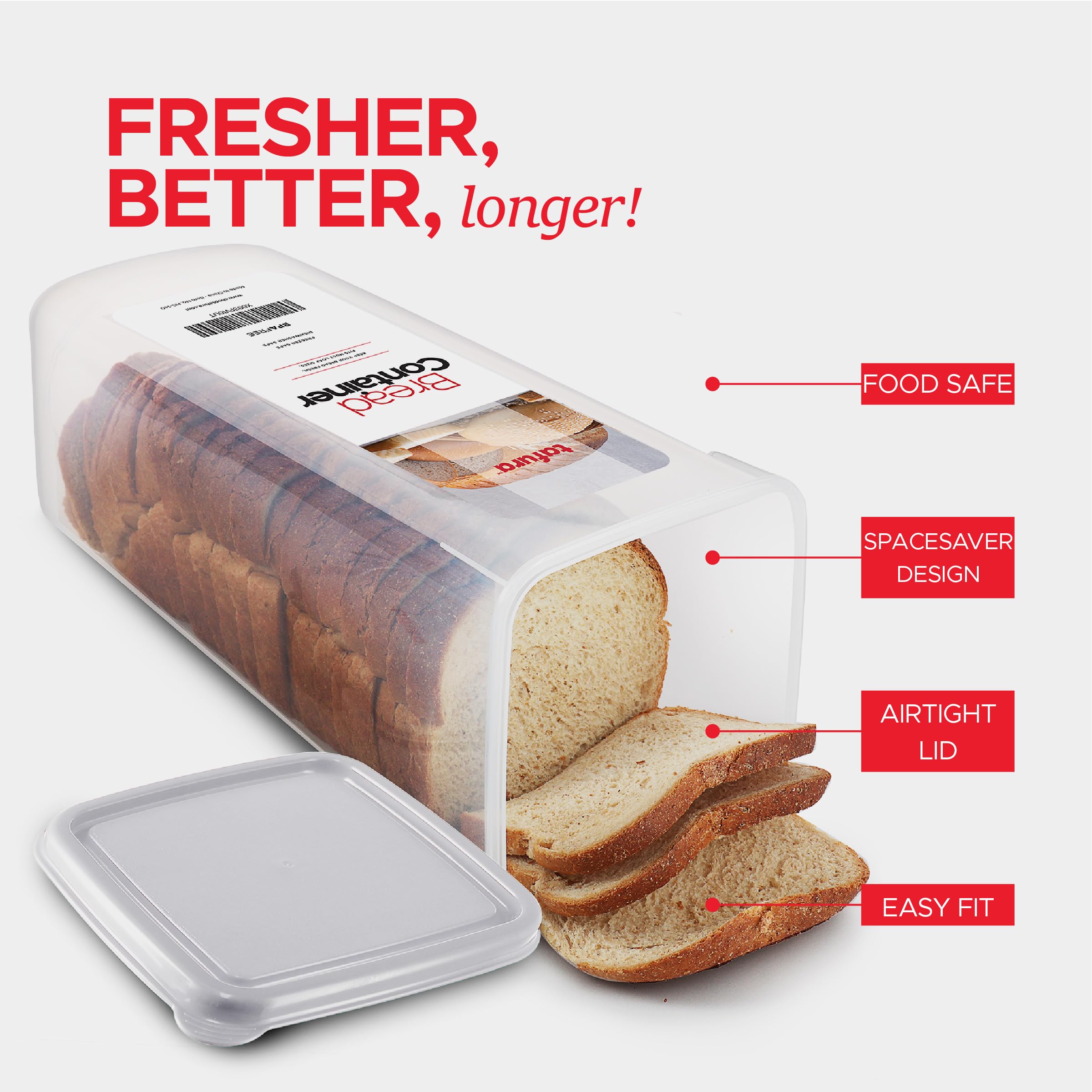 Tafura Bread Storage Container - BPA Free Plastic Bread Box with Airtight White Lid - Perfect for Homemade Loaves, Baked Goods & Kitchen Organization - Ideal for Pantry, Countertop & Fresh Food Storage