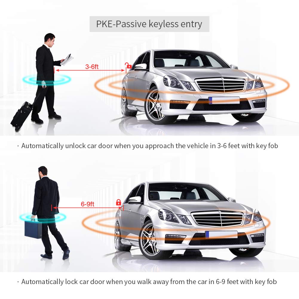 EASYGUARD EC009-T2 PKE Smart Car Alarm System - Keyless Entry, Remote Start, Push Button Ignition & Vibration Sensor | Universal Vehicle Security for Parking, Night Driving & Theft Protection