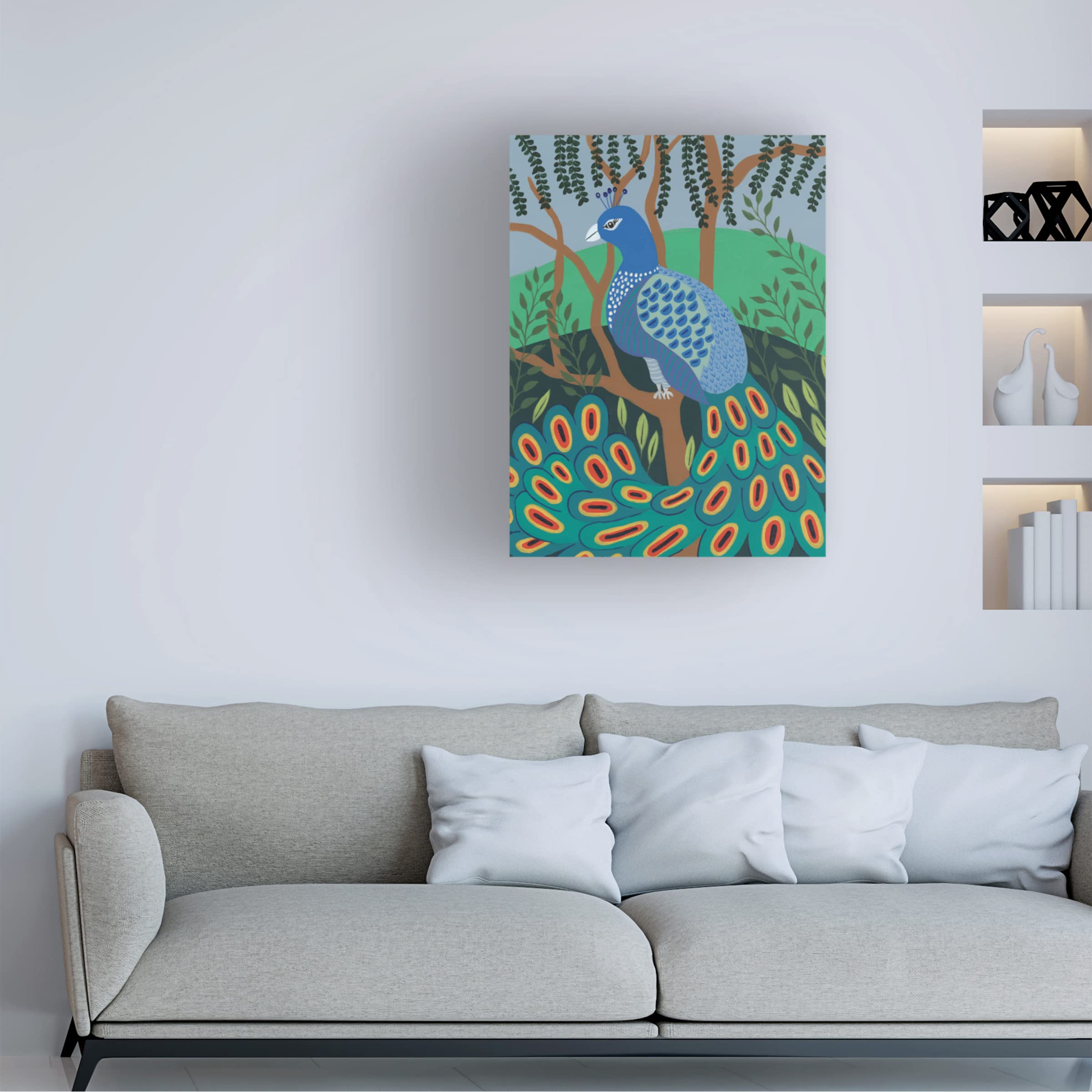 Trademark Fine Art 'Dandy Peacock II' Canvas Wall Art by Regina Moore - Elegant Home Decor for Living Room, Bedroom & Office