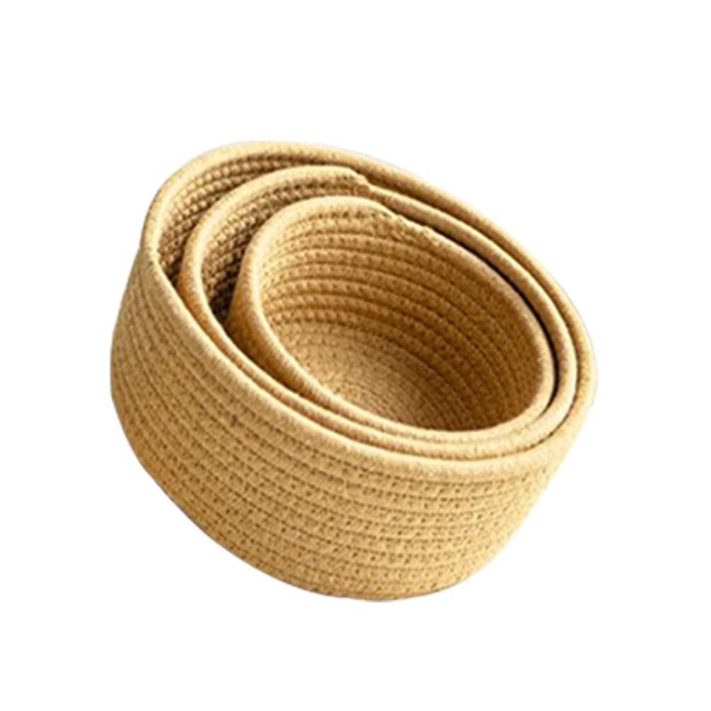 GANAZONO 3-Piece Woven Cotton Rope Storage Baskets - Multipurpose Organizer Bin for Baby Nursery, Closet, Towels, Pet Toys | Perfect for Changing Table, Home Decor & Gift Giving