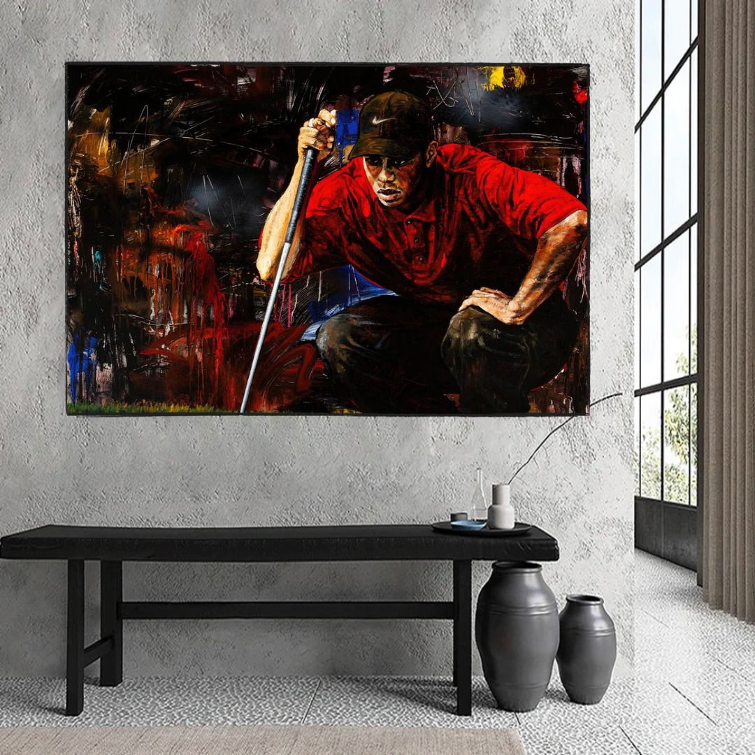 Tiger Woods Golf Canvas Wall Art - Premium Golf Decor for Home, Office & Man Cave - Perfect Gift for Golf Lovers & Sports Fans