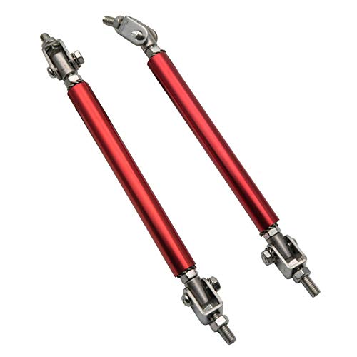 MASO RED Adjustable 100mm Front Bumper Lip Splitter Rods - Stainless Steel Strut Bar Support (Red) - Perfect for Car Body Kits, Racing & Performance Upgrades