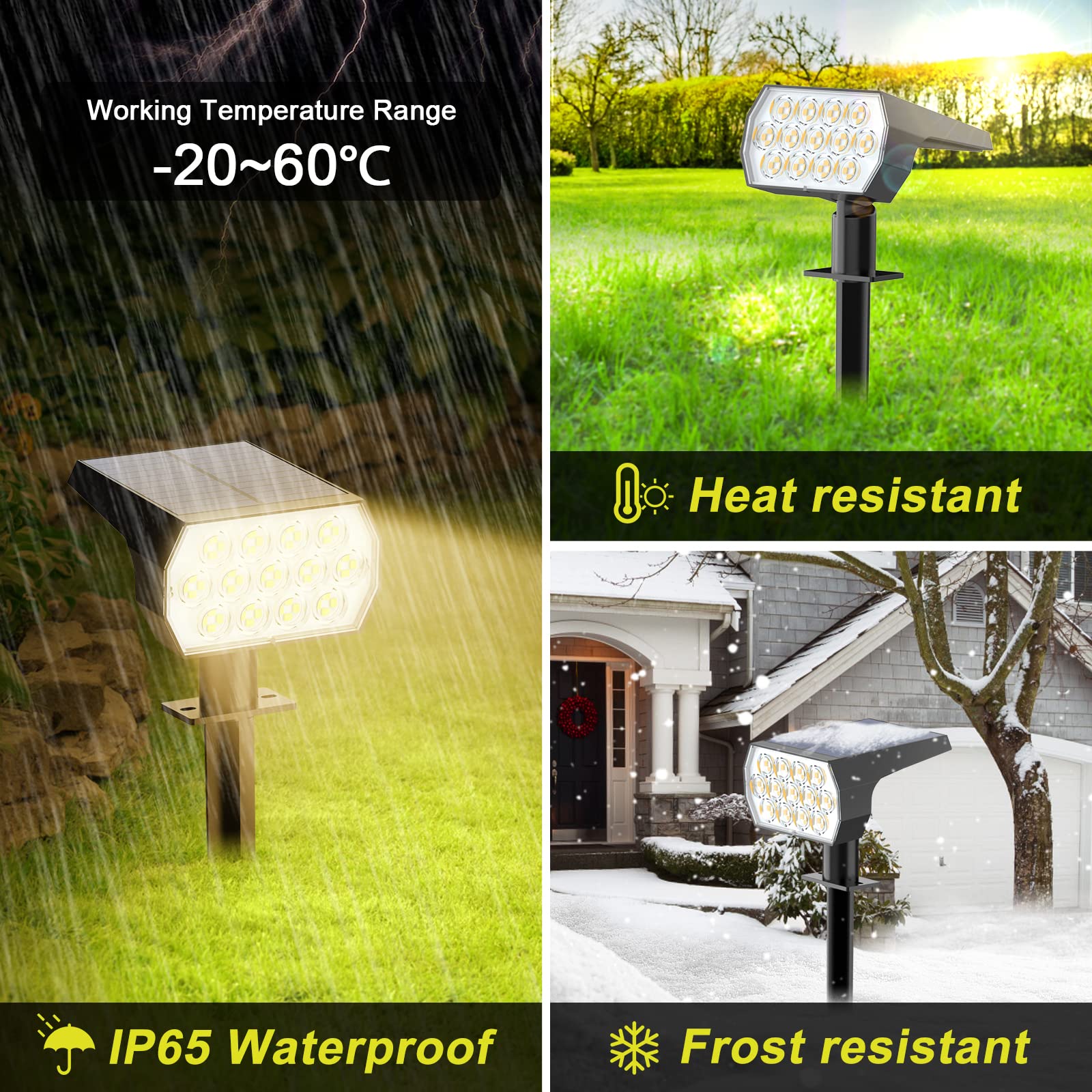 8 Pack Solar Spot Lights Outdoor - 65 LED 2-in-1 Solar Landscape Spotlights with 3 Lighting Modes, IP65 Waterproof Solar Garden Lights for Patio, Pathway, Driveway, Yard (Warm White) | Perfect for Landscape Lighting, Garden Decor & Outdoor Security