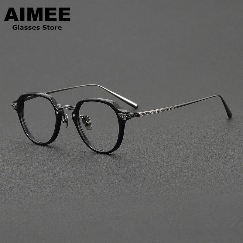 Aimee Women's Full Rim Oval Square Titanium Acetate Eyeglasses Frame 49024 - Lightweight & Durable Eyewear for Work, Reading & Fashion