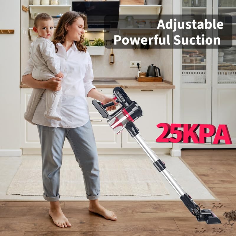 210W Brushless Motor Cordless Vacuum Cleaner - 4-in-1 Powerful Lightweight Rechargeable Vacuum with 2200mAh Battery (35 Min Runtime) for Pet Hair, Hard Floors & Carpets | Perfect for Home Cleaning & Quick Pickups